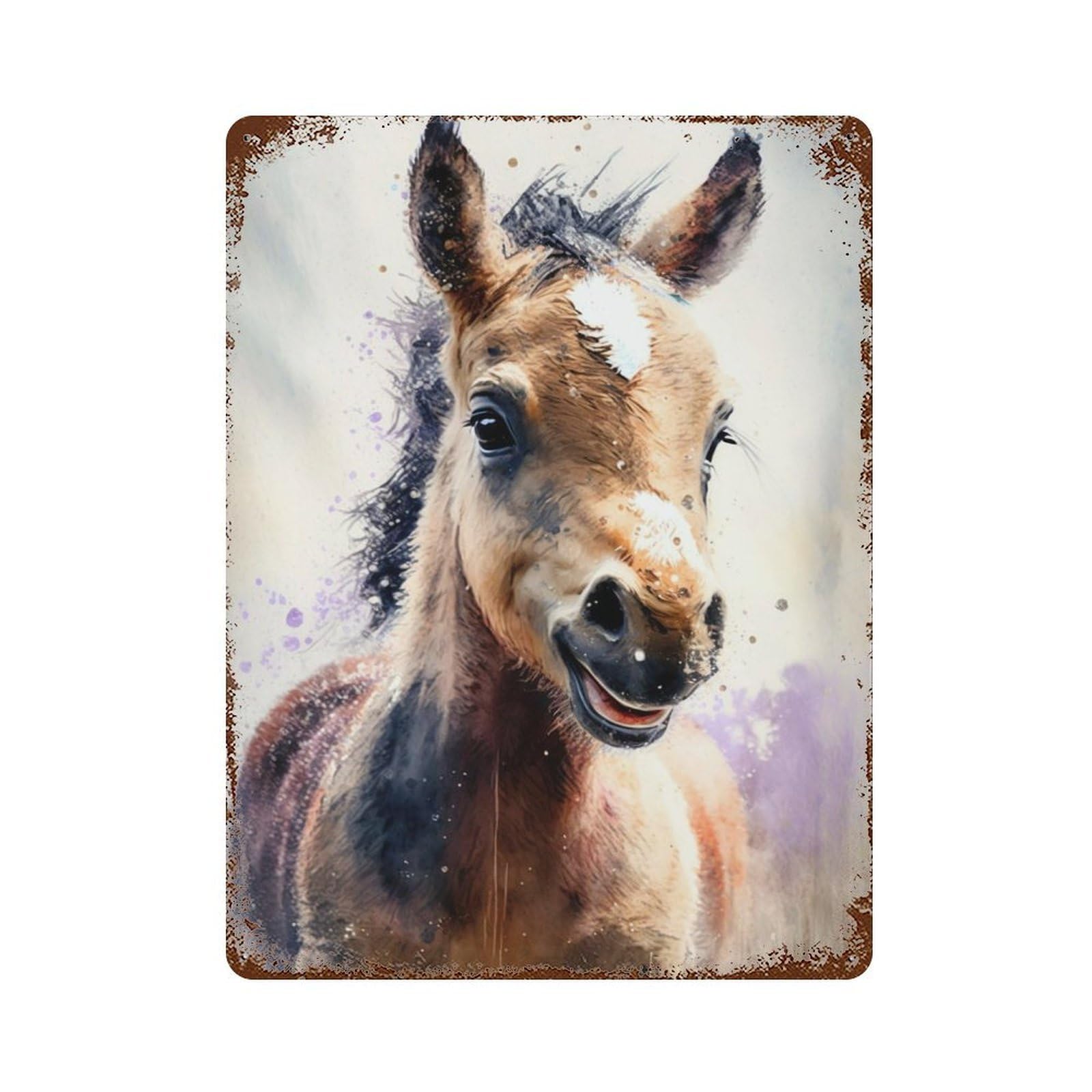 Rust Effect Horse Watersketch Vintage Rust Metal Sign 15.7"x11.8", Classic Wall Plaque for Shed, Workshop And Garage Wall Decor