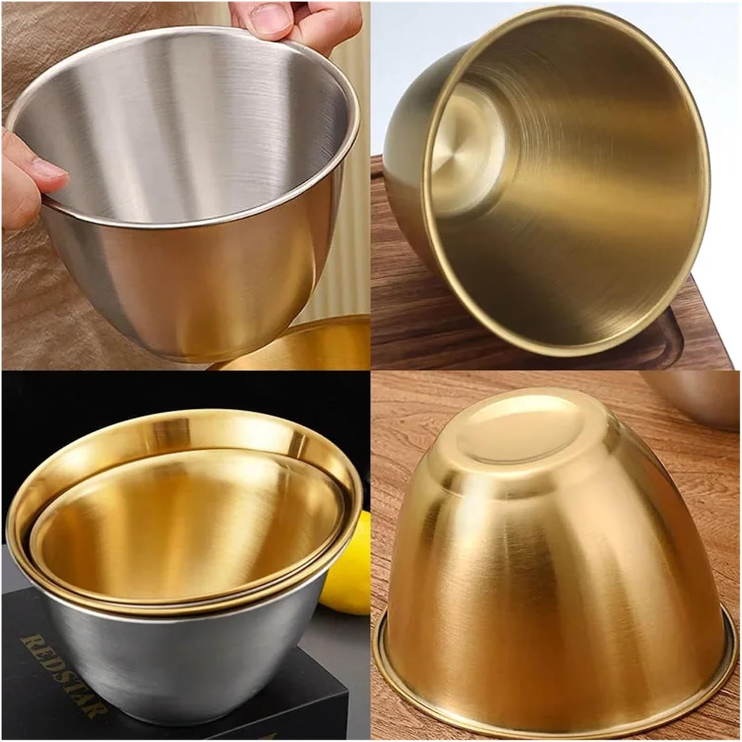 Fit for Stainless Steel Multifunctional Vegetable Mixing Bowl - for Barbecue, Hot Pot, and Restaurant Use(600mlMatte Gold)