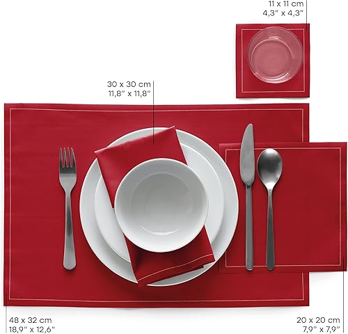 Miniatura 6 de Servilleta de Cóctel de Algodón - 4.3 x 4.3 in - 50 unidades por rollo - Lápiz Labial Rojo