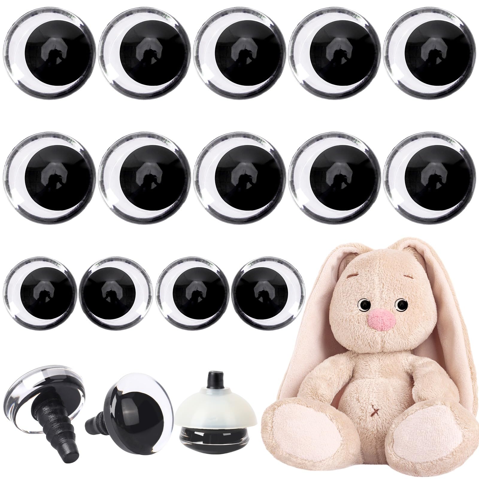 UPINS 180 Pieces 3D Glitter Plastic Safety Eyes for Amigurumi Animal Eyes for DIY of Puppet Bear Toy Making Supplies-image-9