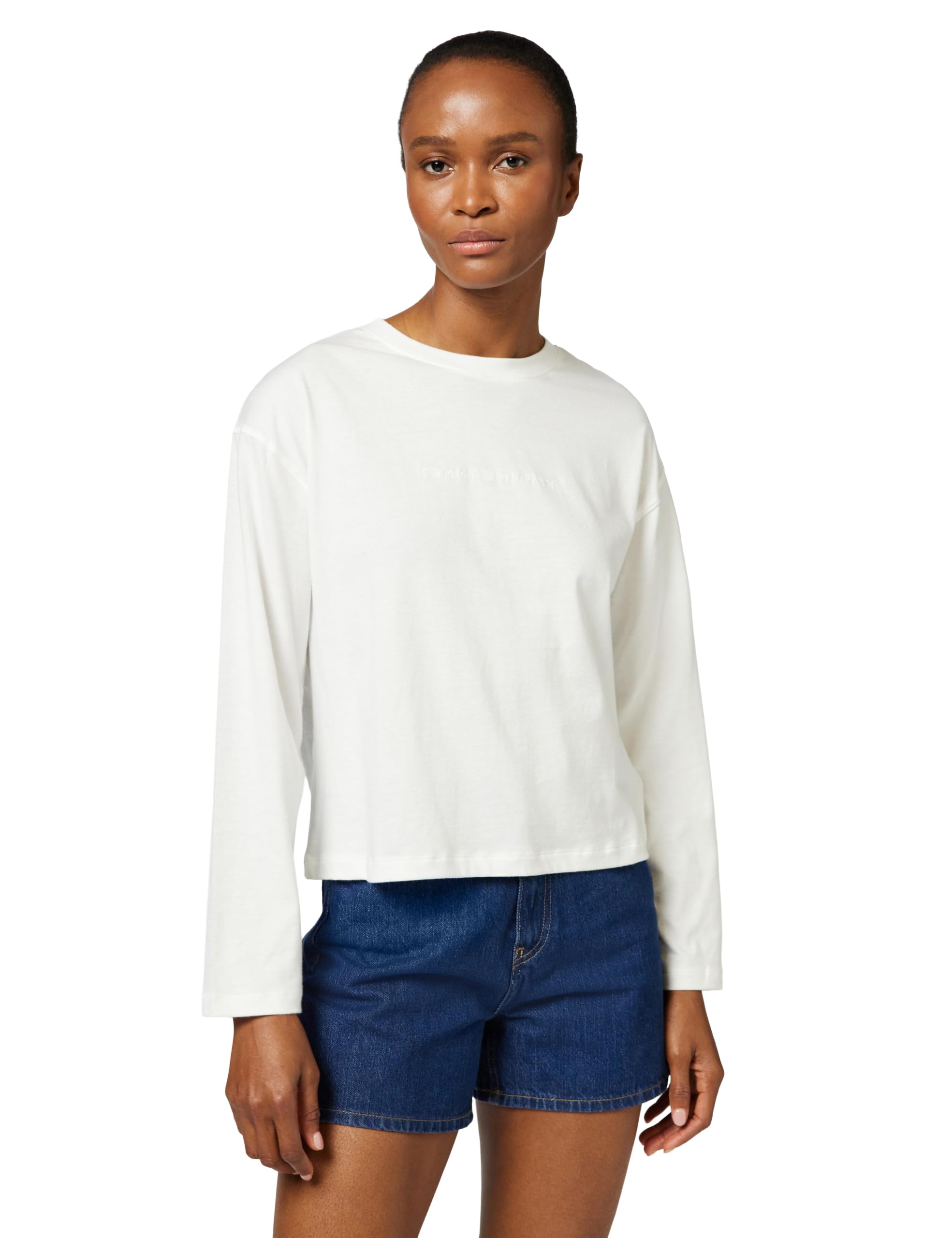 Tommy Hilfiger Donna Maglietta Maniche Lunghe Logo T-Shirt Relaxed Fit