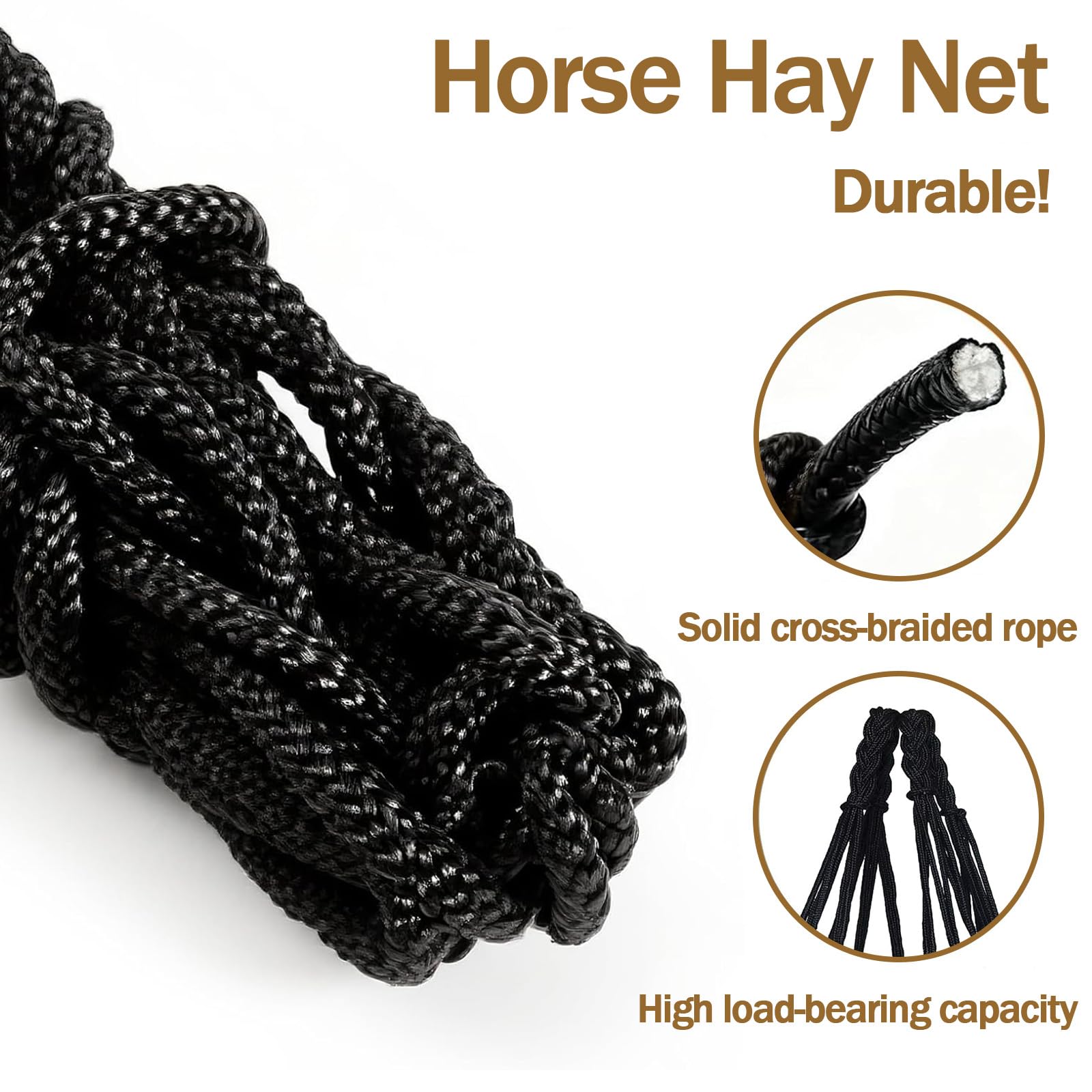 2 Piezas Redes de Heno para Caballos, Malla Fina de 5x5 cm para Alimentación Lenta, Portátil Red Heno para Cabras, Reduce el Desperdicio para Caballos, Cabras y Ponis