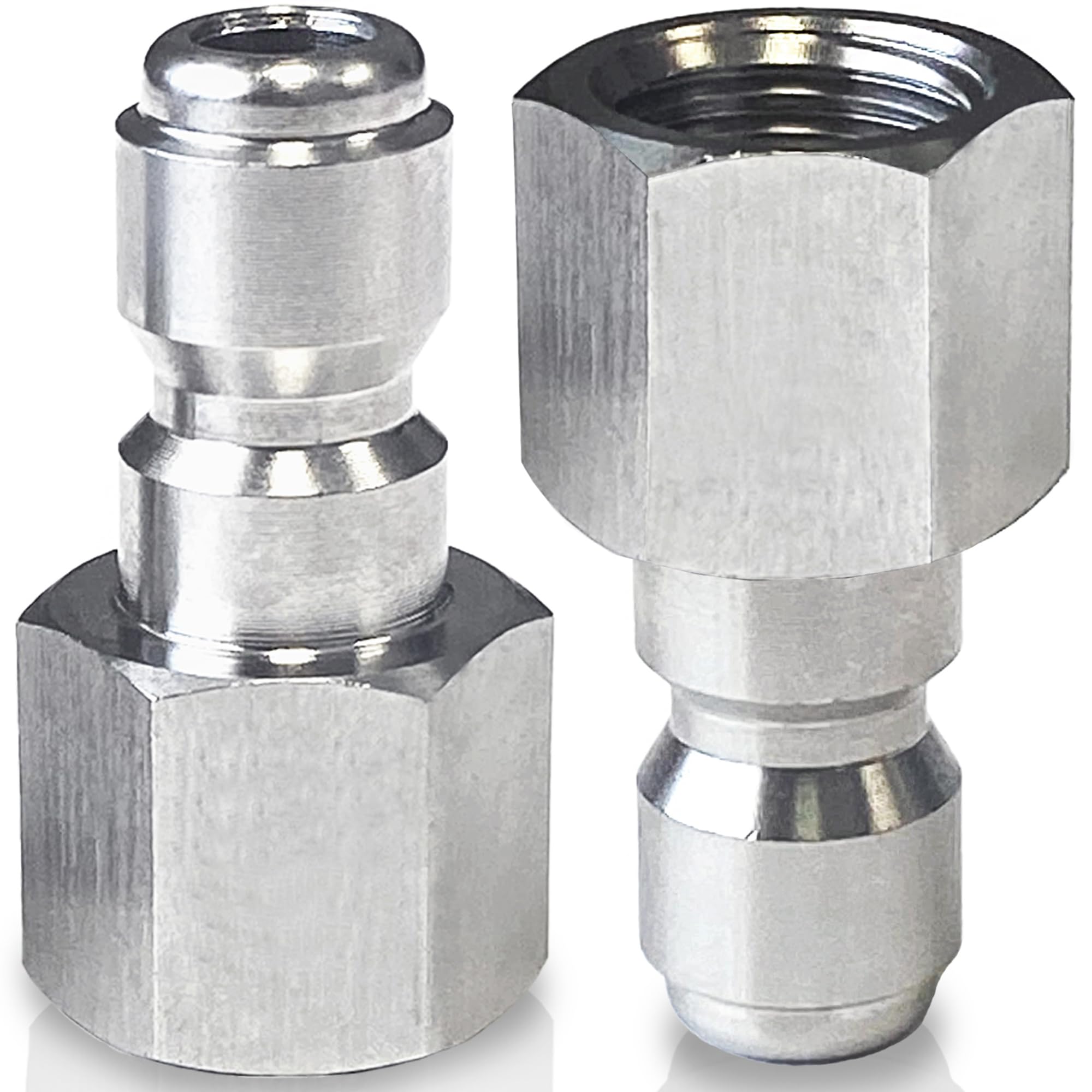 Essential Washer Stainless Steel ⅜” Plug Female NPT | Pressure Washer Quick Connect Fittings | 5000 PSI | Set Of 2