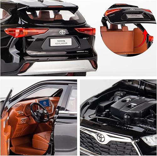 Miniatura 5 de BDTCTK 124 Highlander Model Car, coche de juguete de aleación de zinc con sonido y luz para niños niño niña regalo (negro)