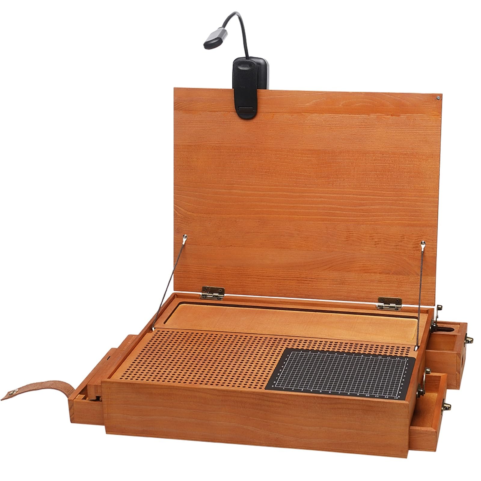 Banco da lavoro portatile per modellismo, postazione di lavoro in legno con luce LED e cassetto, perfetto per progetti fai da te e assemblaggio ad alta precisione, tavolo da lavoro modello