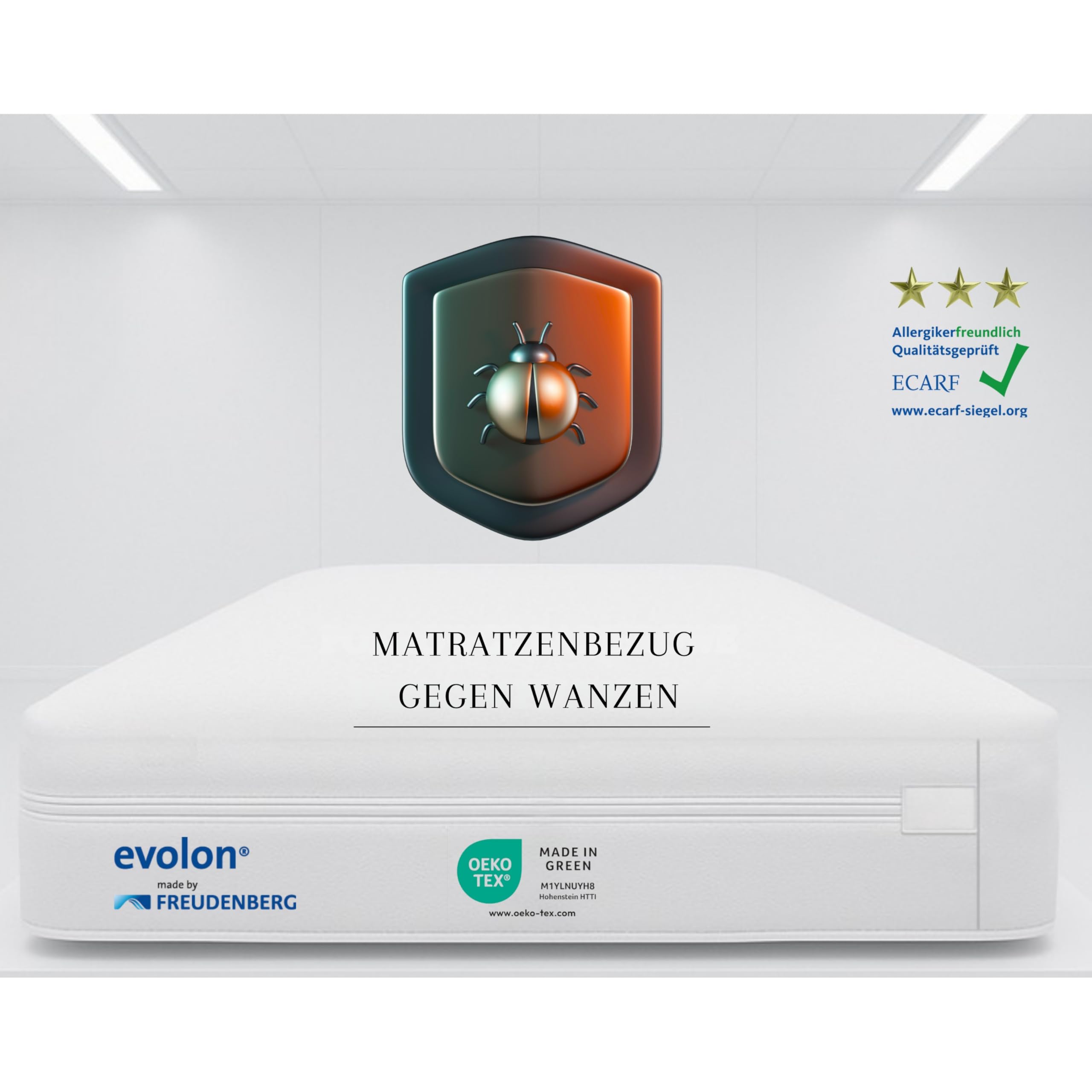 Matratzenhülle 140x200x20 gegen Bettwanzen und Milben | Encasing Öko-Tex | Anti-Milben Reißverschluss | Allergiker Matratzenbezug | Zertifiziert in Deutschland