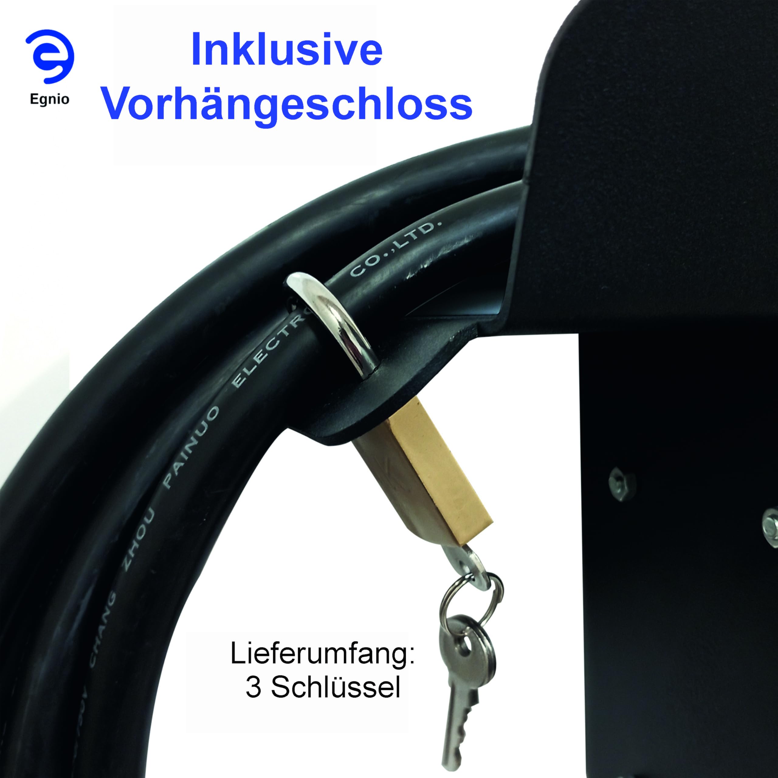Support de câble de chargeur de véhicule électrique de type 2 - Cadenas verrouillable - Support mural pour voiture électrique avec prise de type 2 IEC 51296-2 - Station de charge murale