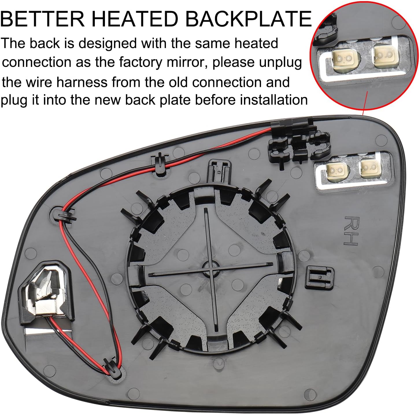 Passenger Side Mirror for Toyota Highlander 2014-2019 with BSD Heated Right Side View Mirror Replacement Glass