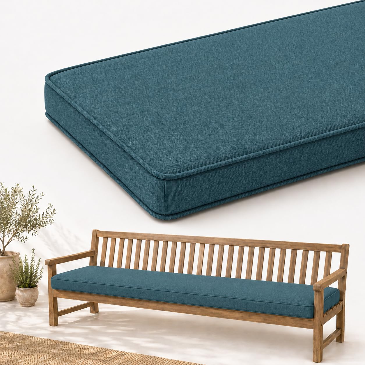 AZMAHT Linen Bench Cushion Indoor - Comfort Seat Pad for Dining Bench Window