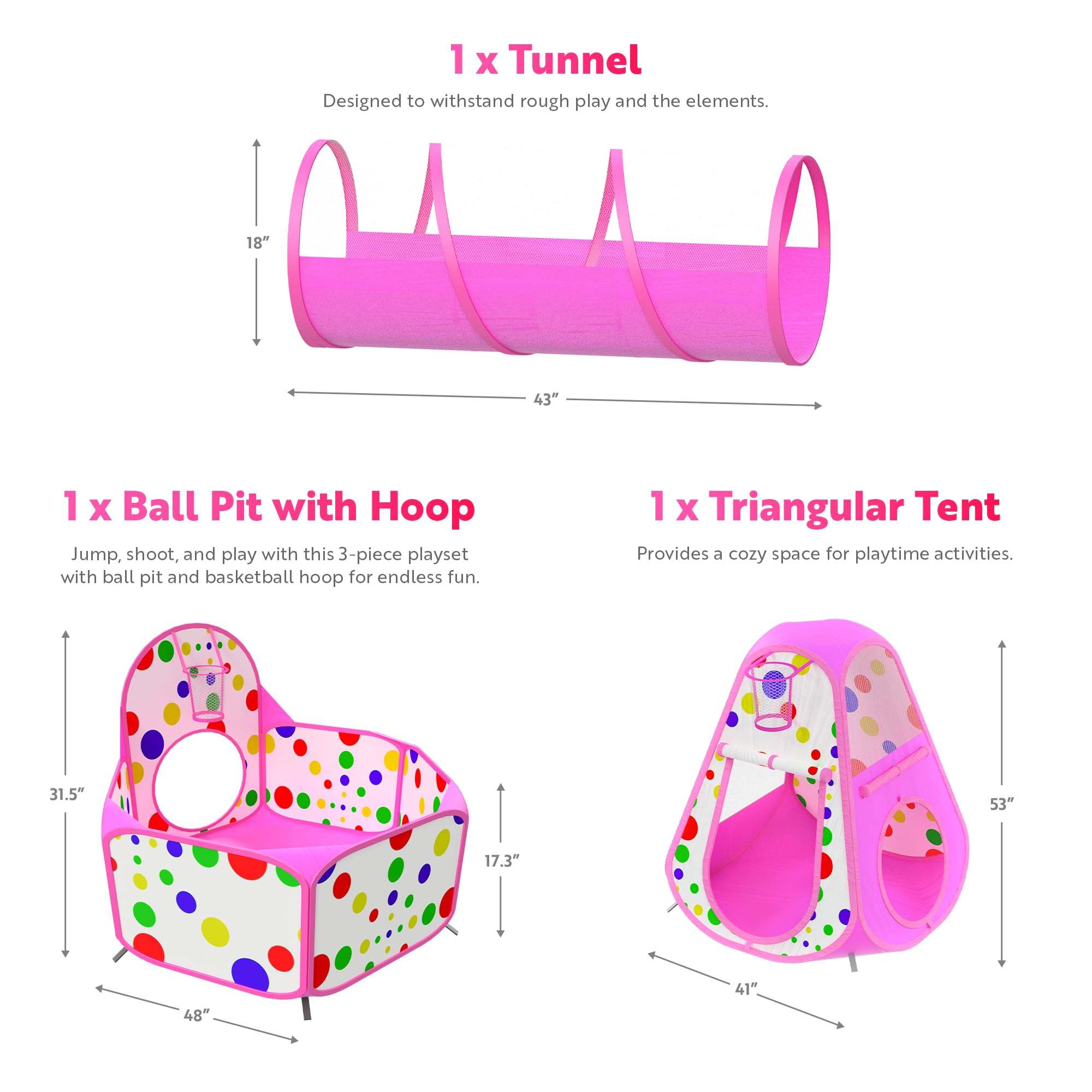 Playz 3pc Kids Play Tent Crawl Tunnel And Ball Pit Desertcart INDIA