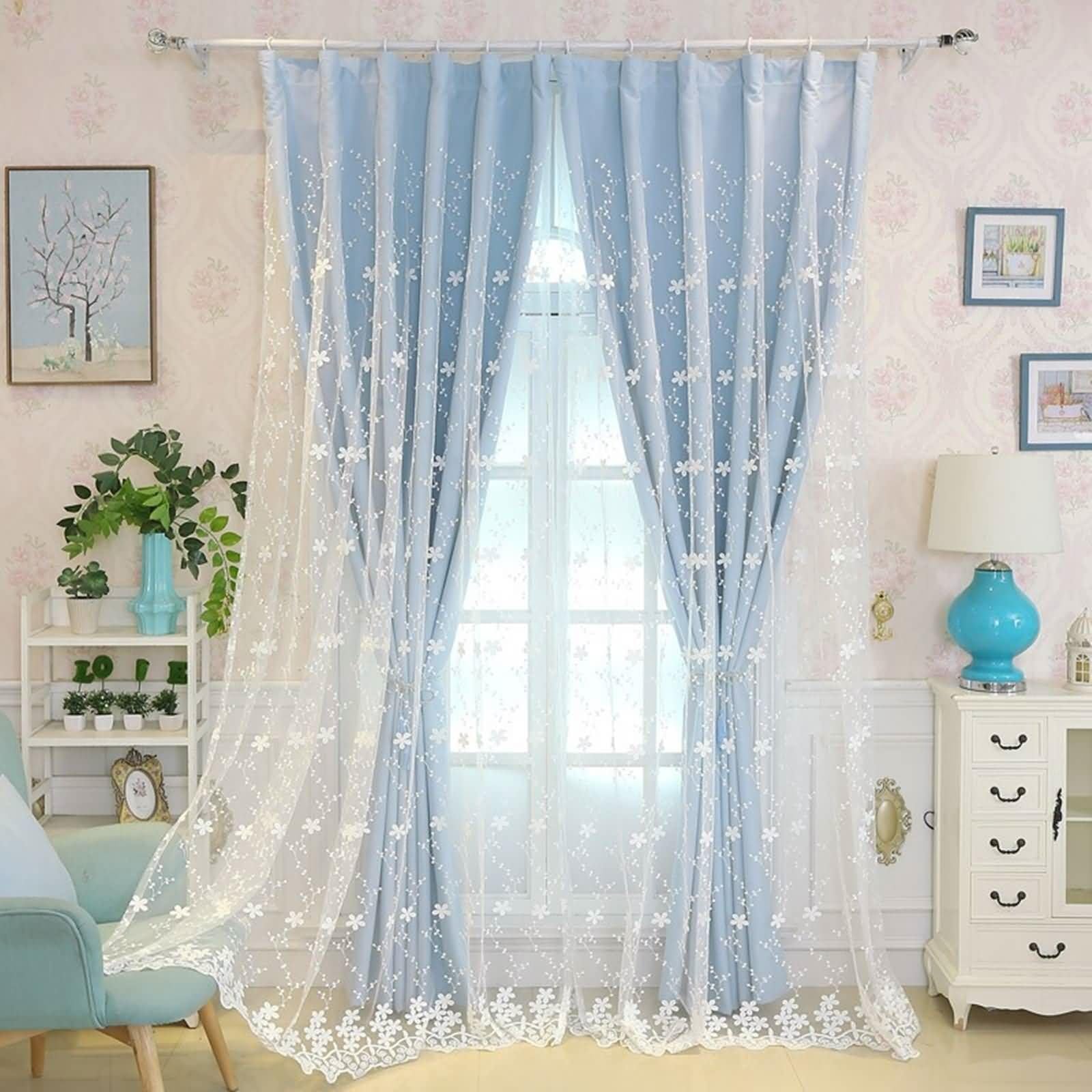 Rideau chambre 2 pièces occultant bleu pour bloquer la lumière du jour