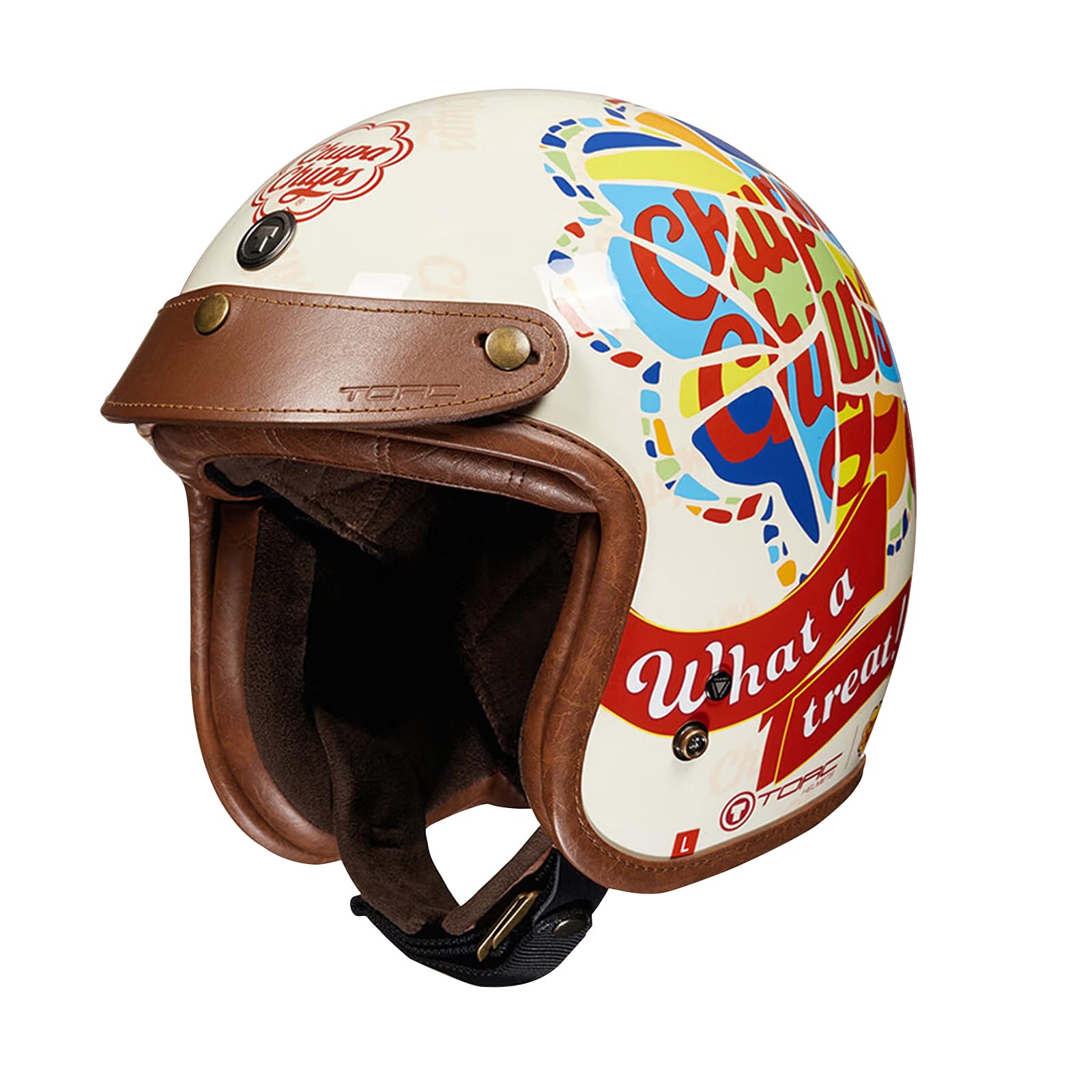 BOSERMEM Retro-Motorradhelm, ECE 22.06 Zertifizierter Offener Helm. Das Futter Ist Belüftet Und Atmungsaktiv. Geeignet Für Cruiser, Roller, Scooter- Helm Und Mopeds(Beiges Puzzle, S=52-54cm