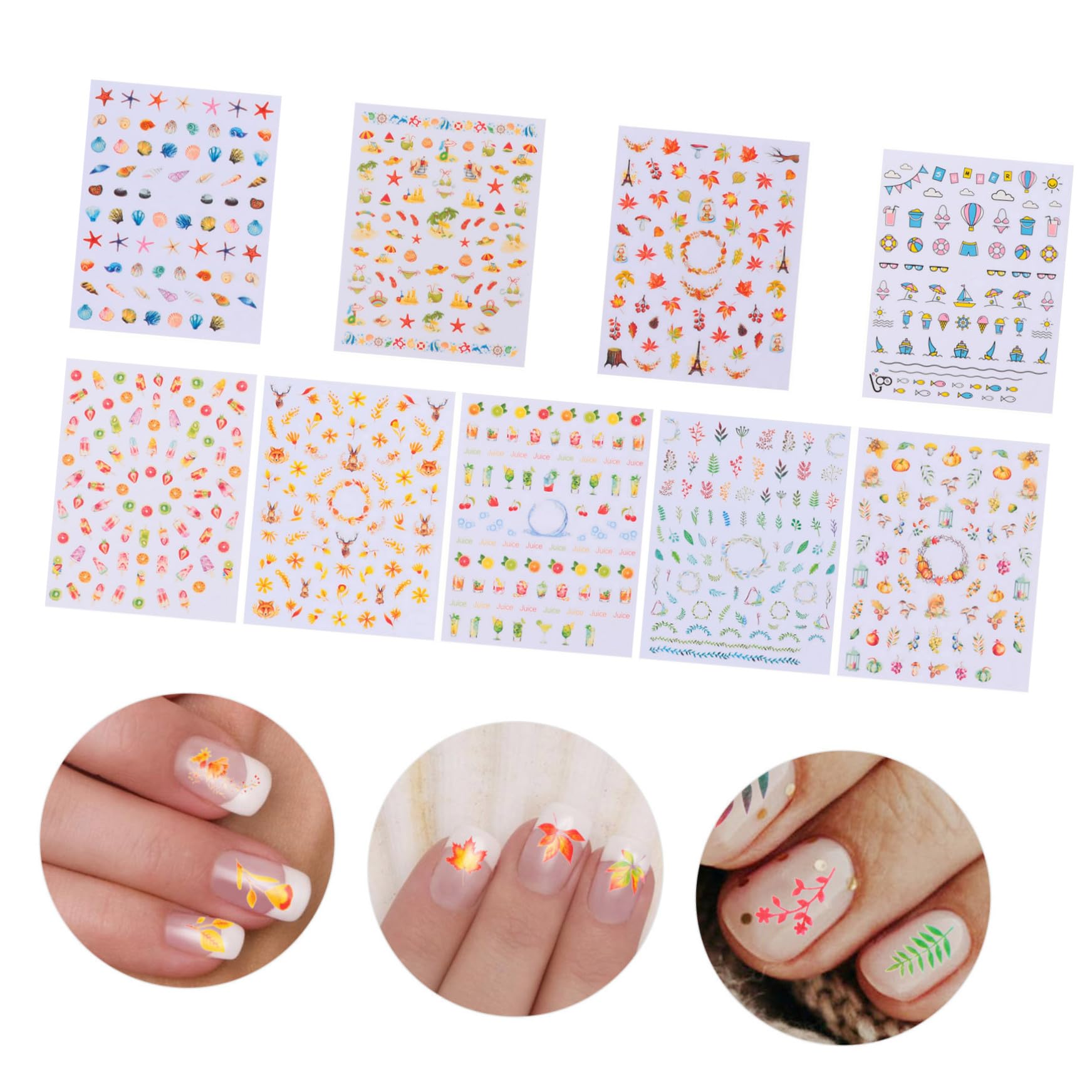 VICASKY 3 Set Adesivi Per Unghie Decorativi Stickers Autoadesivi Per Nail Art Con Design Vari Per Manicure Diy 9 Fogli*3