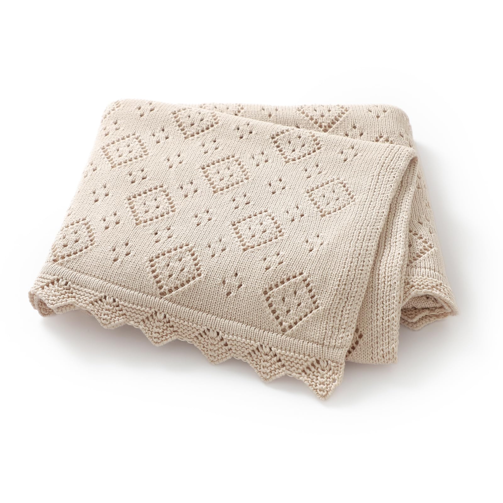 Avibae Baby Swaddle Blanket 100% Cotton Gender Neutral Pointelle Receiving Blanket for Boys Girls Cuddle Stroller Crib