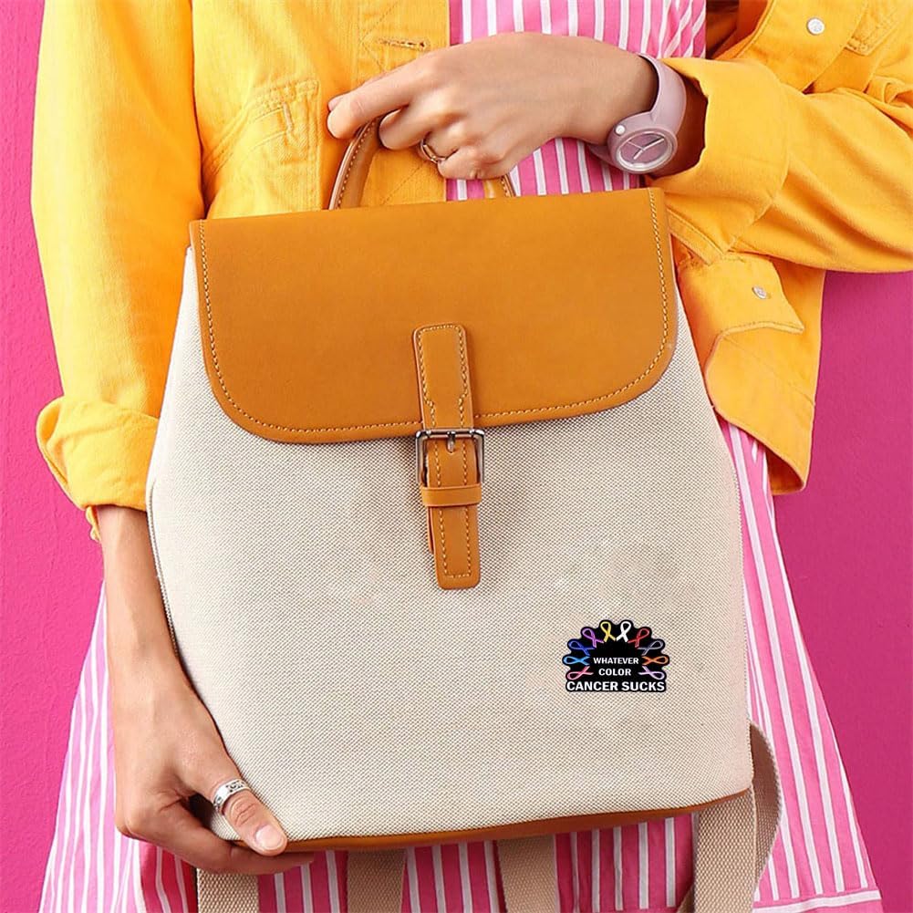 zhanghaoran Whatever Color Cancer Sucks Cancer Awareness Enamel Lapel Pin Colorful Ribbon Brooch Pin Nurse Gift Pin Badge Clothing Hat Backpack Decorations Cancer Support Gift - Image 3