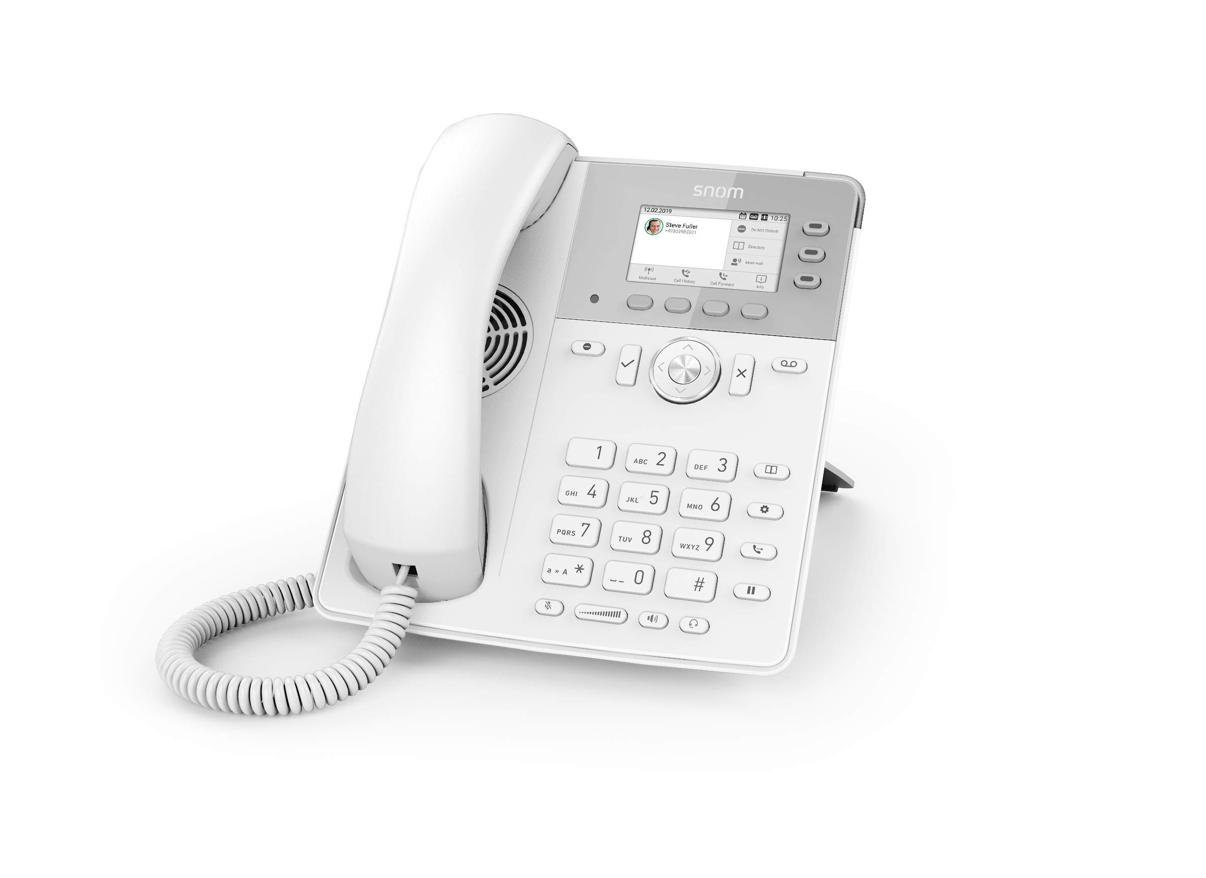 SNOM D717 Globale desk telefonico (3 auto-etichettatura tasti funzione, colori ad alta risoluzione TFT, sensore di luce integrato, PoE IEEE 802.3af); Bianca; 00004398