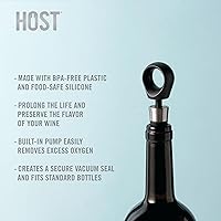 Vista 2 de HOST Tapón al vacío, tapón de vino sellado al vacío, accesorios de preservación de vino, plástico y silicona sin BPA, negro, juego de 1