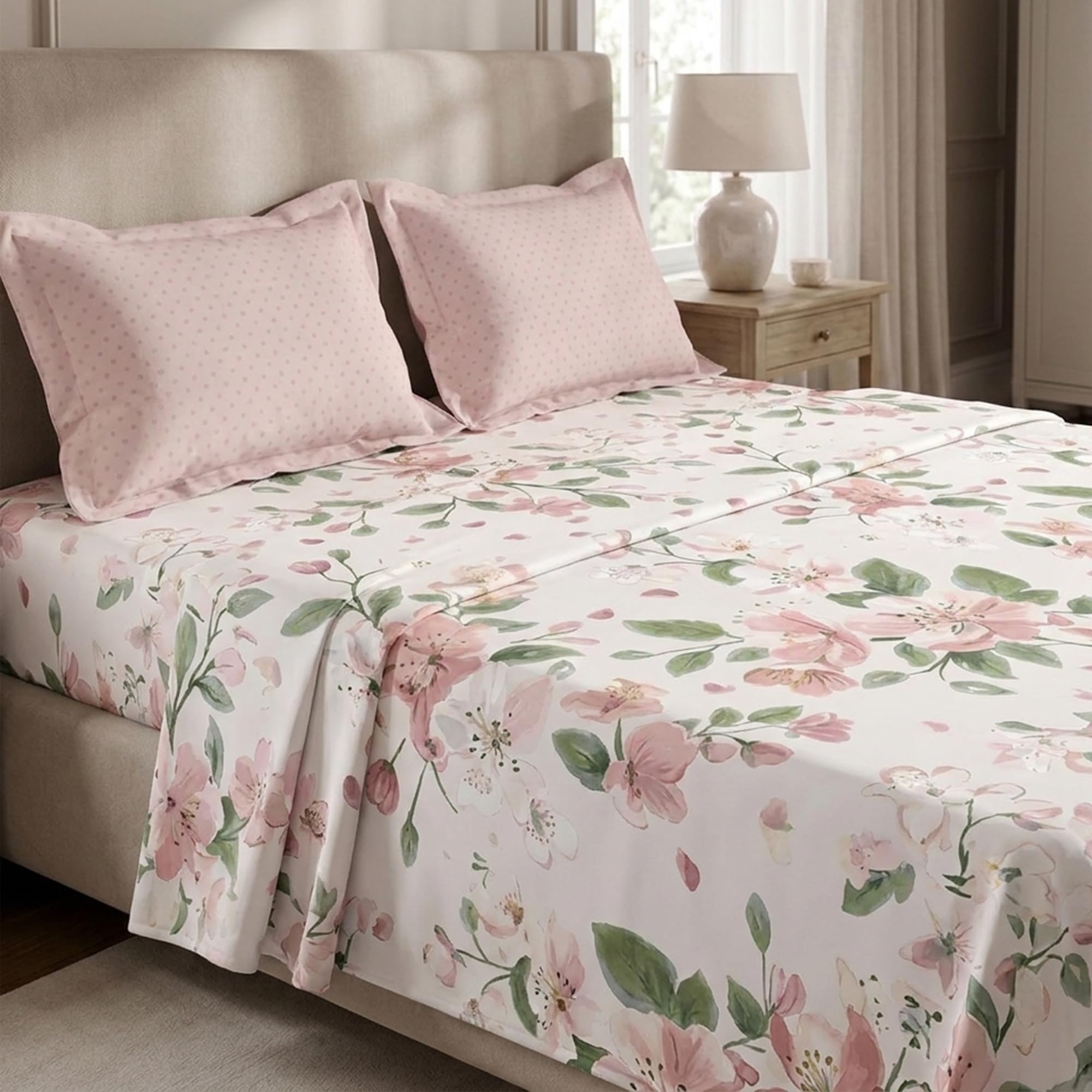 MYTRIDENT Soft Comfort Bedsheet for Double Bed, 100% Cotton Bedsheet, 180 TC, Soft and Breathable, King Size Bedsheet with 2 Pillow Covers - Daisy-image-12