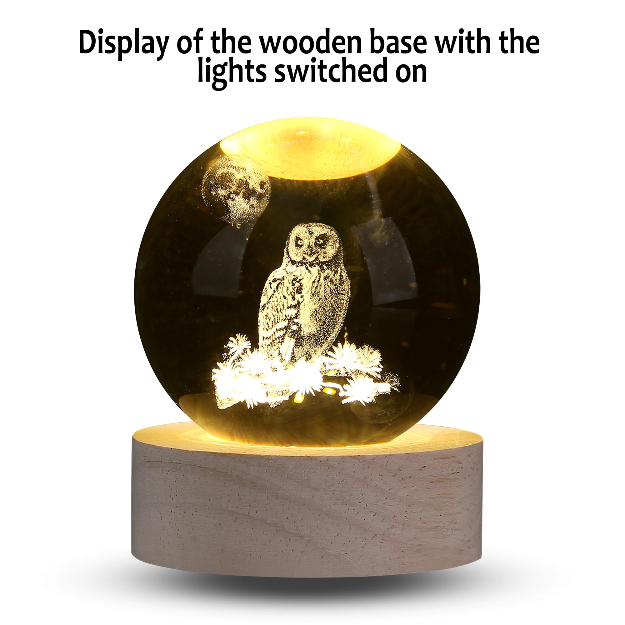 XIANNVXI 3D 60mm Owl Gifts for Women Crystal Ball Paperweight Owl Ornament for The Home Decor Sphere Crystal Glass Ball Cute Bedroom Decoration Shelve Office Decor - Image 4
