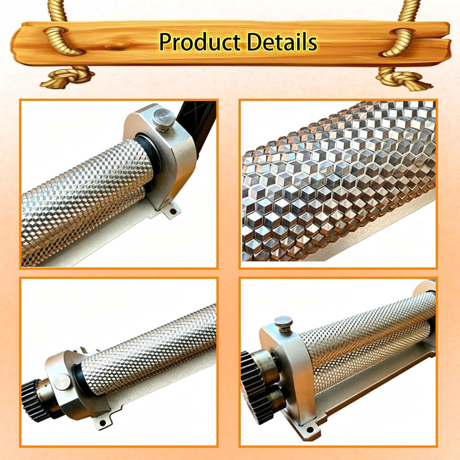 Rodillo de base de peine de cera de abejas, molino manual de aleación de aluminio de 280 mm, herramienta de apicultura para hojas de base de panal (4,9 mm)