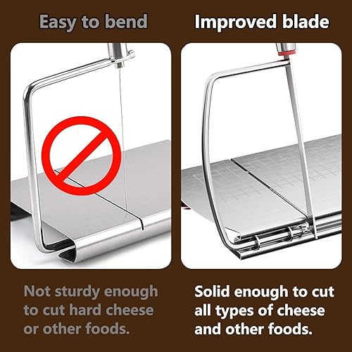 Miniatura 3 de Cortador de queso con cuchilla, cortadores de queso para bloque de queso de acero inoxidable resistente a escala de tamaño preciso, cortador de