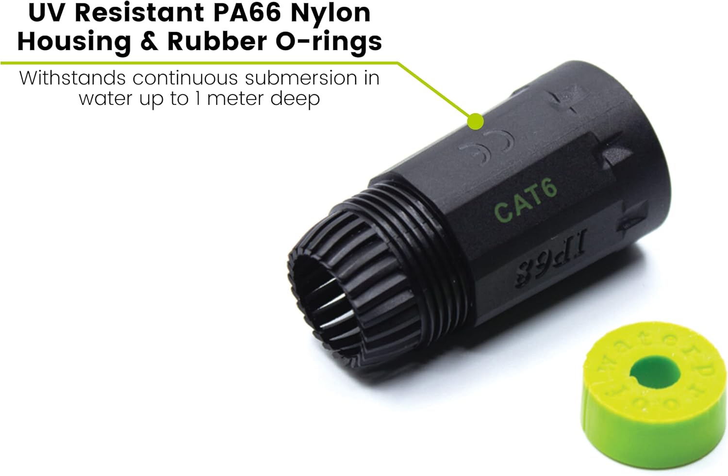 trueCABLE Cat6 Waterproof Inline Coupler, Shielded (STP), IP68 Rated, PoE++ (4PPoE), ANSI/TIA 568-2.D Cat6 Channel Compliant, Female to Female RJ45 Couplers, 2 Pack