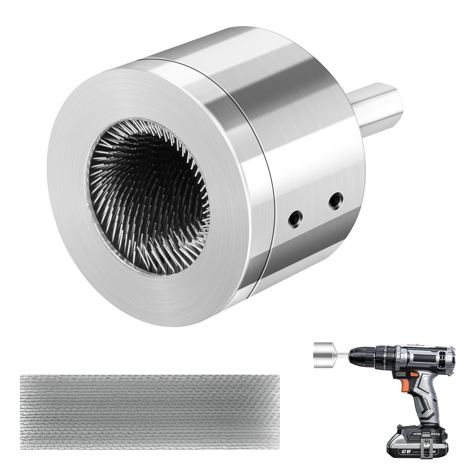 Flintronic Miedziany środek do czyszczenia rur, 1 szt. Szczotki do czyszczenia rur metalowych do wiertła 15 mm, z wymiennymi szczotkami, do czyszczenia rur miedzianych