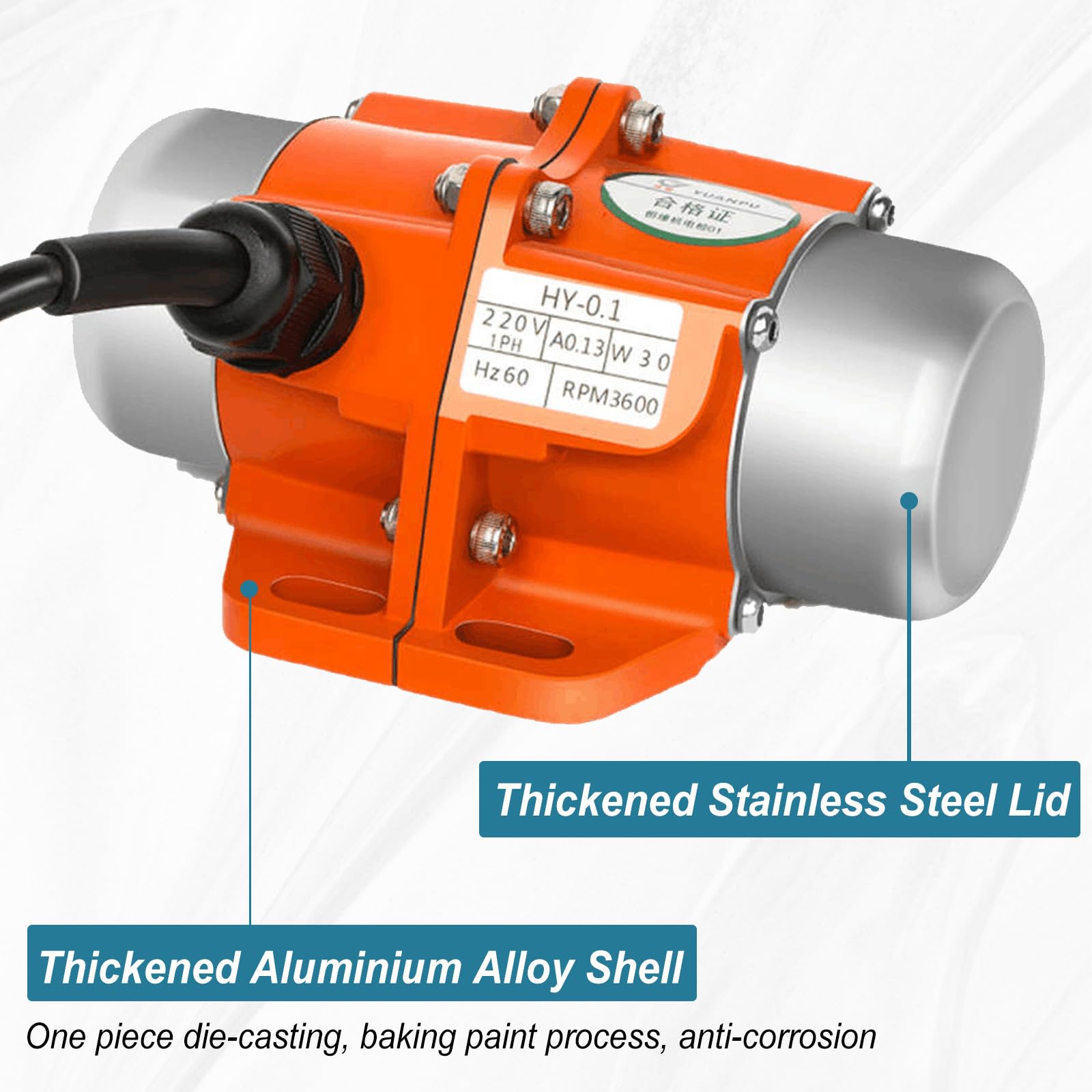 100W Elektrischer Vibrationsmotor, 220V Rüttelmotor aus Aluminiumlegierung mit 0-3000RPM Stufenloser Geschwindigkeitsregler für Bergbau Metallurgie Kohle Elektrizität Bauwesen