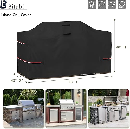 Miniatura 2 de Bitubi Cubierta para parrilla de isla de 98 pulgadas, 600D, resistente al agua, protección para todo tipo de clima, funda para parrilla extragrande,