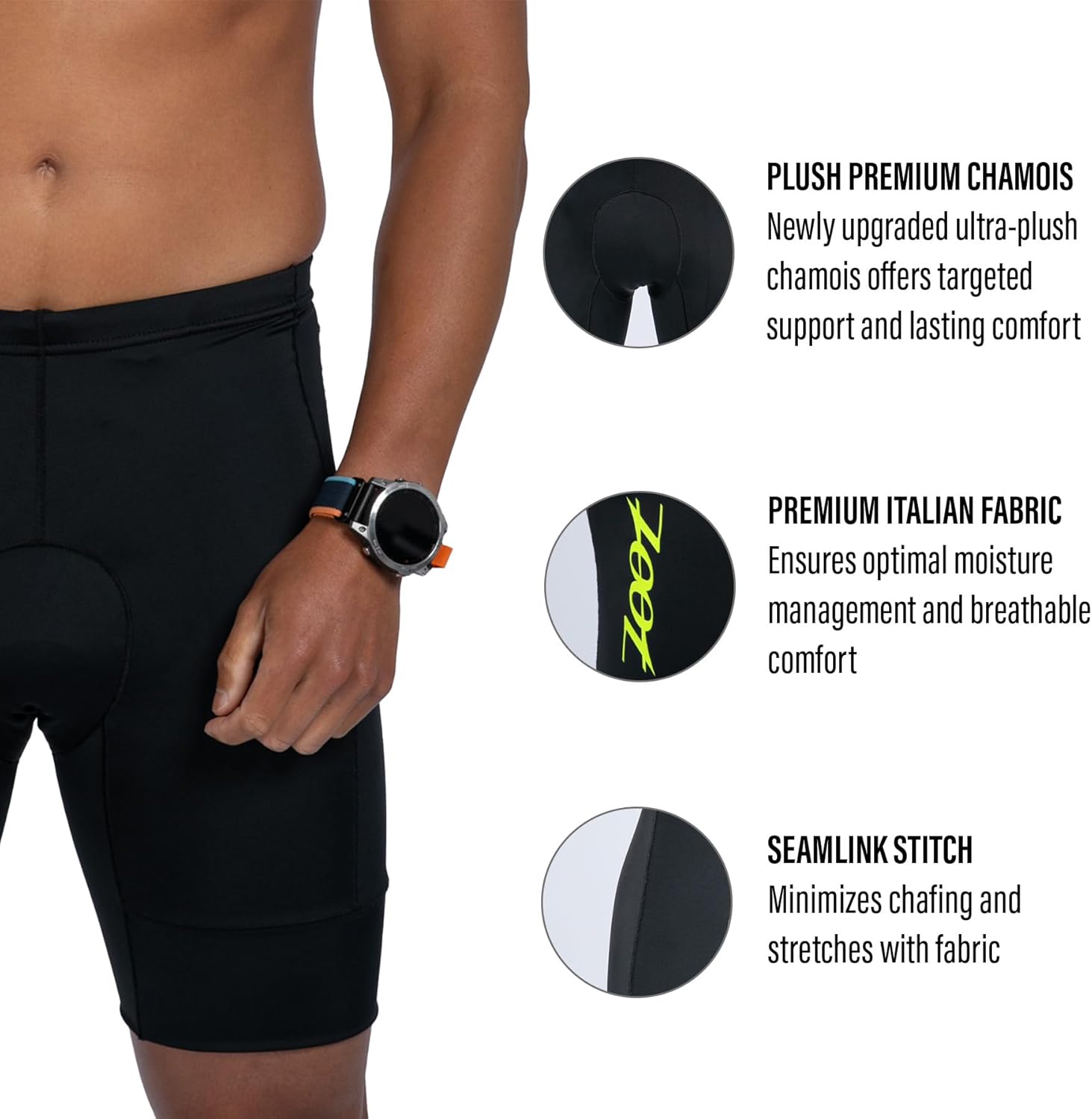 Zoot Men’s Core 7-Inch Tri Shorts, Quick Dry Performance Triathlon Shorts with Cycling Chamois Pad, Pockets & UPF 50+ Fabric - Image 4