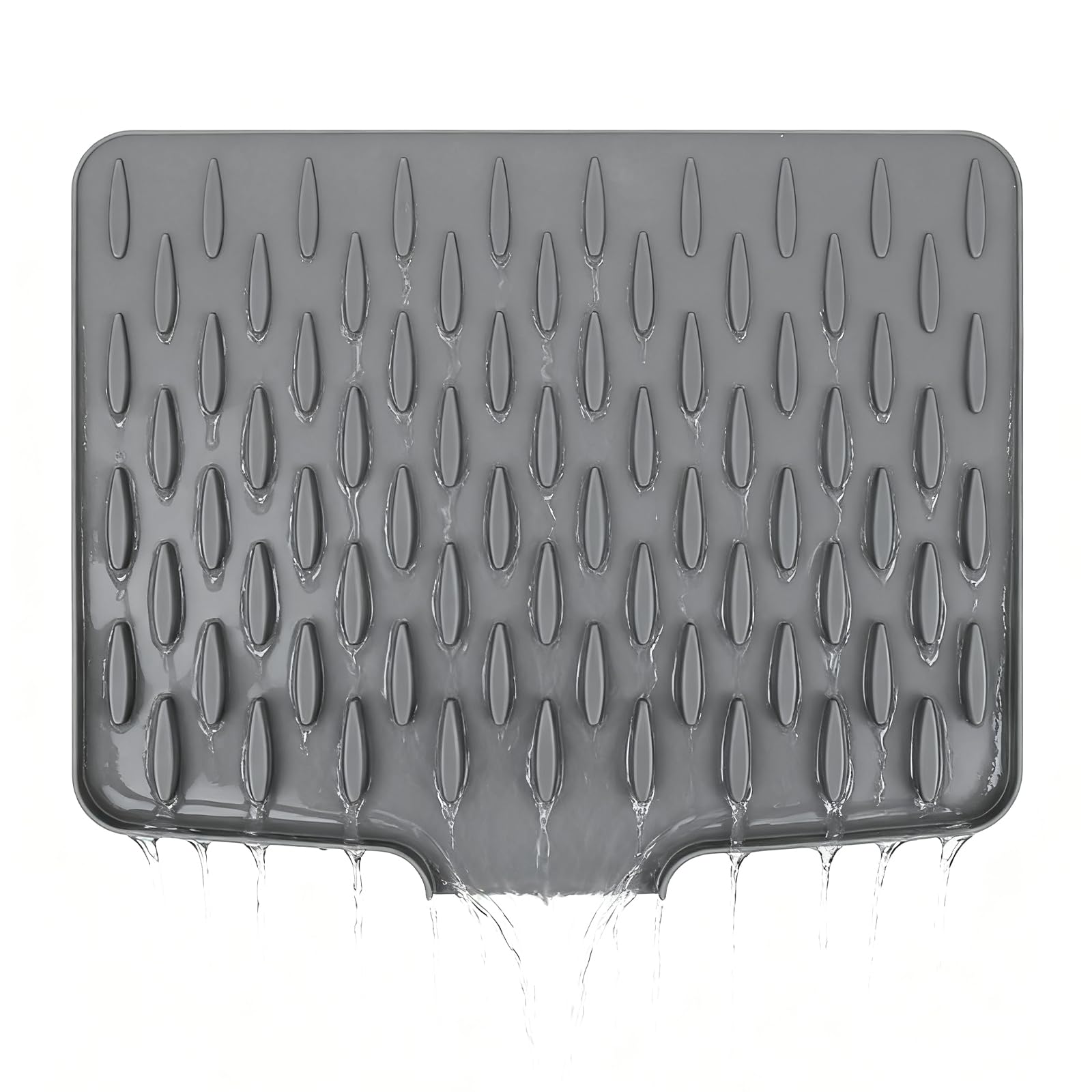 Wihozte Silicone Draining Mat, Large Non-Slip Silicone Dish Drying Mat, Fast - Tableware Fruit Vegetable Draining Board Mat, Folding Drying Mat for Kitchen Counter Sink Camping (1PCS Grey)