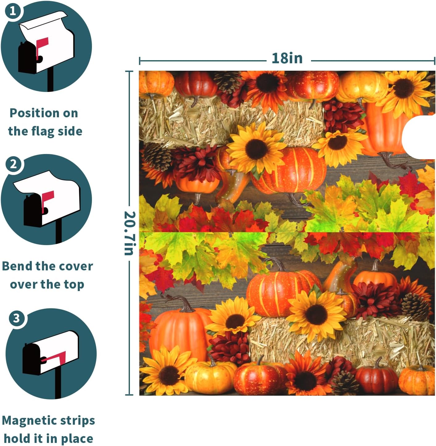 Fall Mailbox Covers Magnetic Standard Size 18 X 21 Pumpkin Sunflower Maple Leaf Autumn Thanksgiving Harvest Decorations Mailbox Wrap Post Letter Box Cover Decor for Outdoor Home Garden