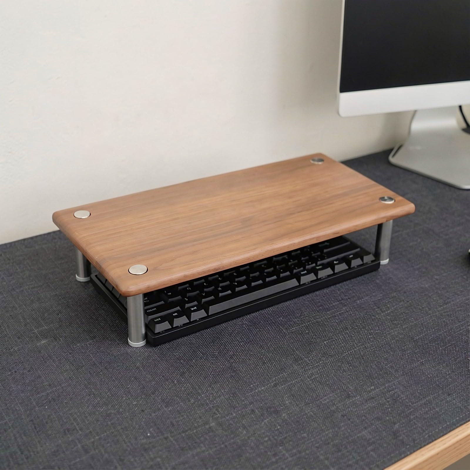 UKCOCO Soporte de madera para monitor, organizador de escritorio, base