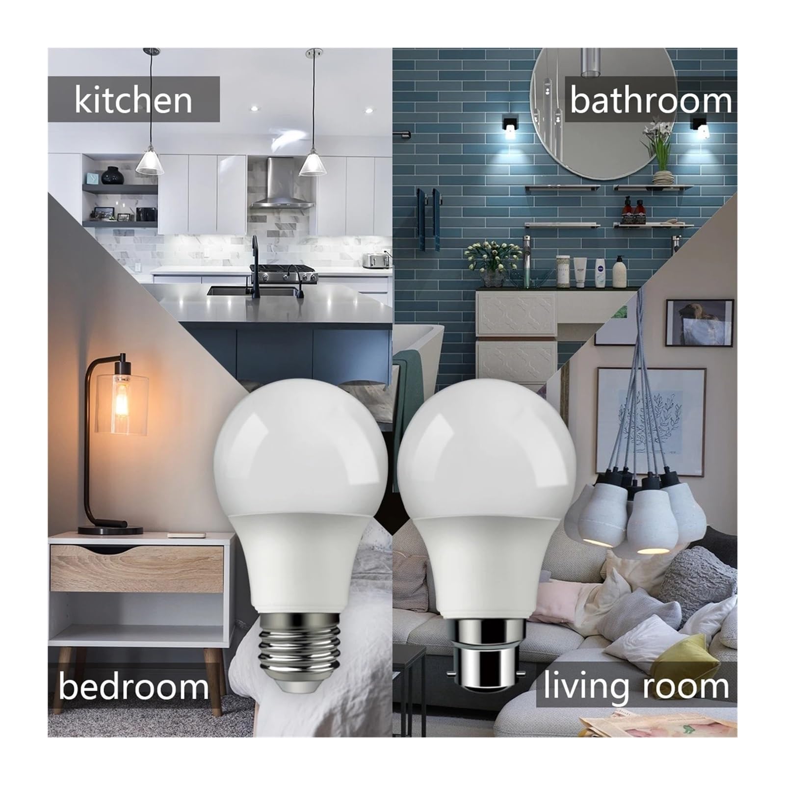 Żarówka LED niskonapięciowa AC/DC12V 24V 36V 48V E27 B22 10W Bombilla do żarówek Led na energię słoneczną 12 woltów niskiego napięcia oświetlenie lampy (Size : 4000K, Material : A60 10W B22_8 PCS_NO