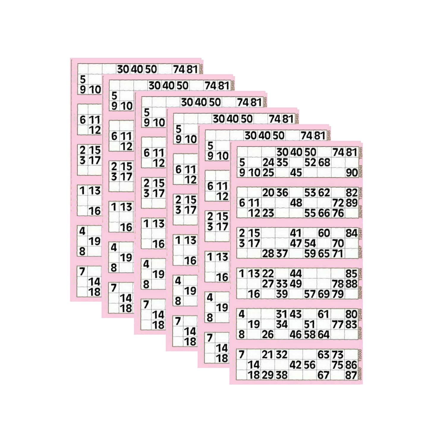 M1SS Amazing Eye Catchy Bright Colour Bingo Pads- 480 Bingo Tickets To View Flyers Big, Bold and Easy to Read- Party Set Perfect For Christmas Evening, Pack of 6 (Pink)