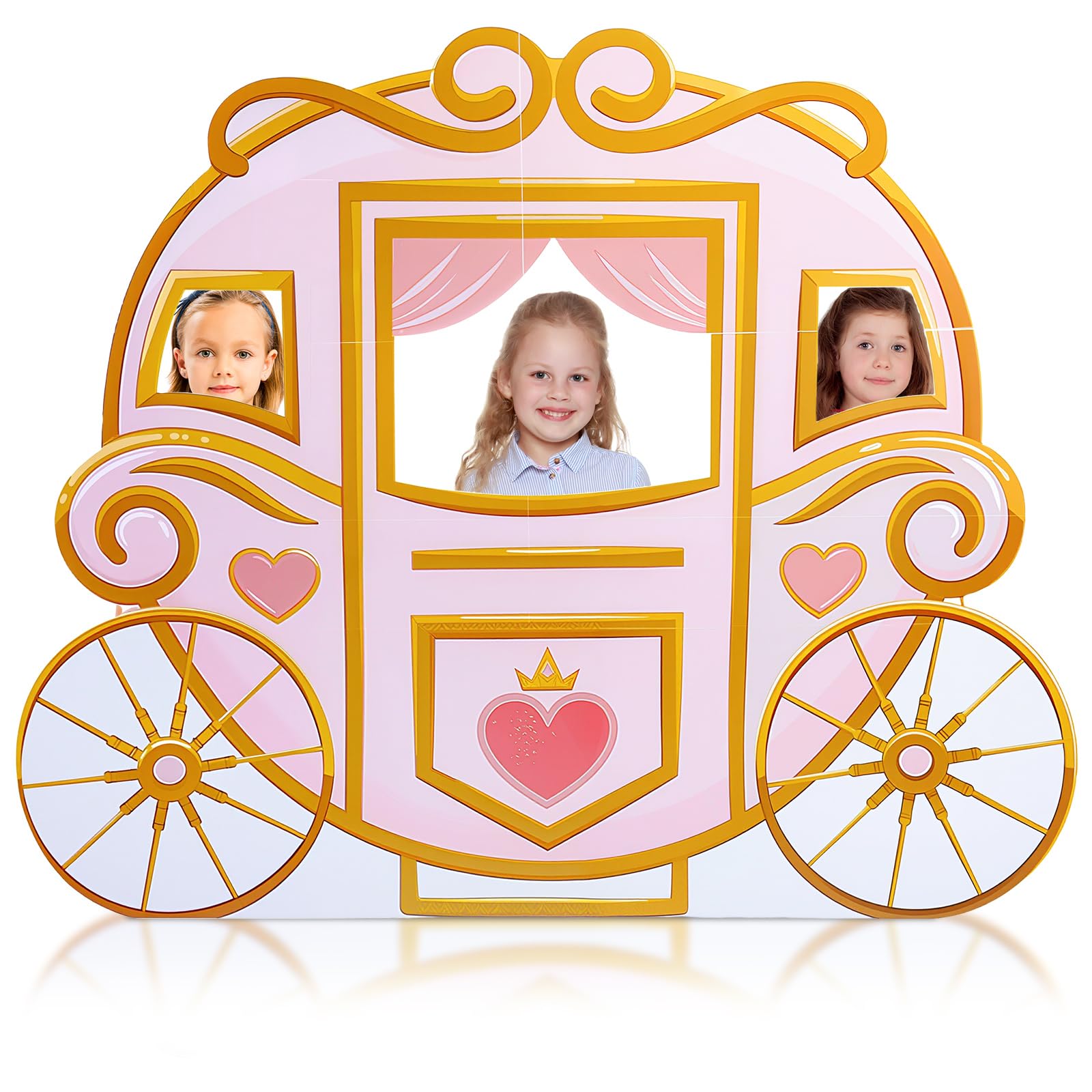 Geelin 119,4 cm Prinzessin Kutsche Pappaufsteller Stand Up Rosa Prinzessin Geburtstag Party Dekoration Lebensgroße Fotokabinen Requisiten für Mädchen Themed Geburtstag Hintergrund Party Supplies