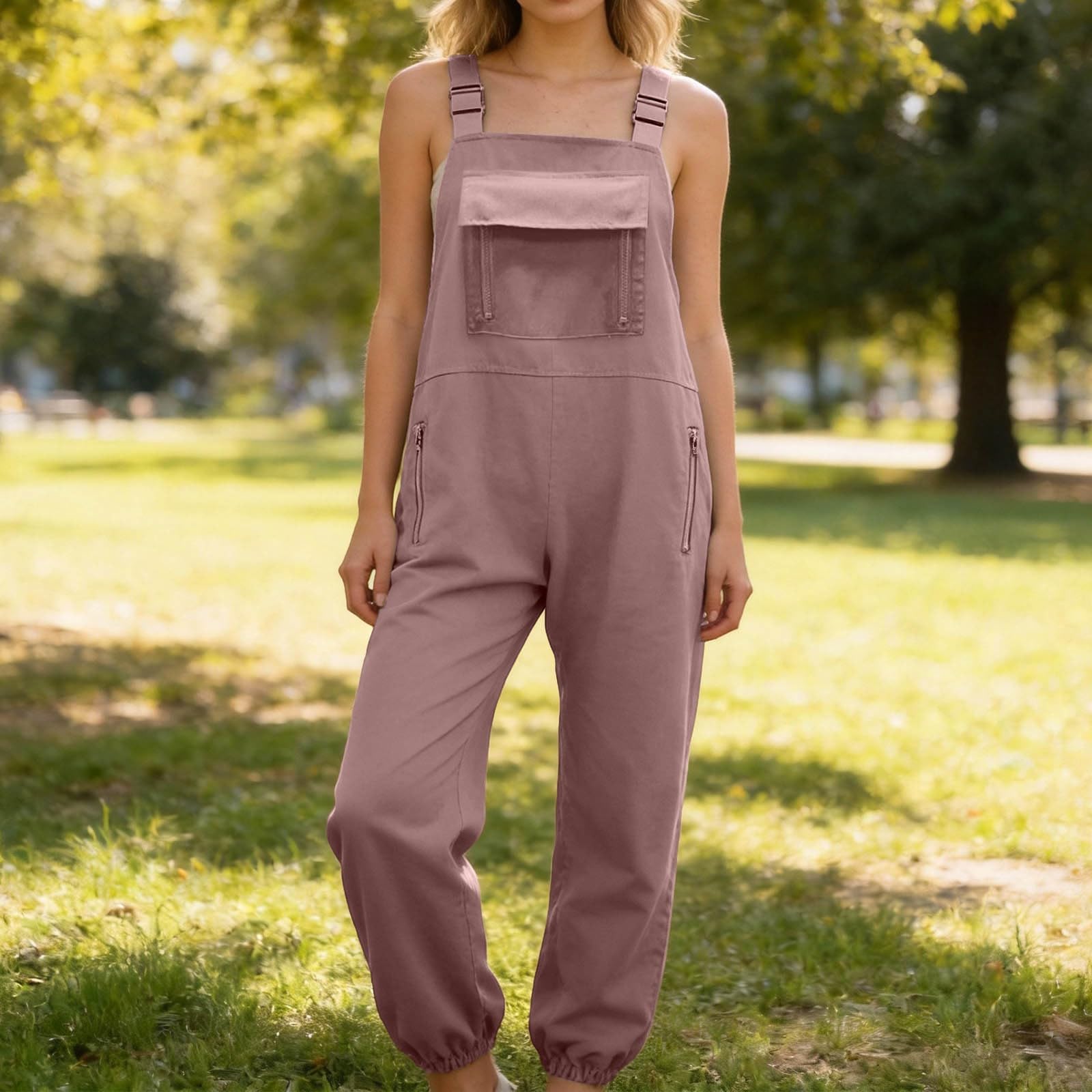 Tuta da Lavoro con Tasche e Leggings, Salopette Casual Robusta per Donna