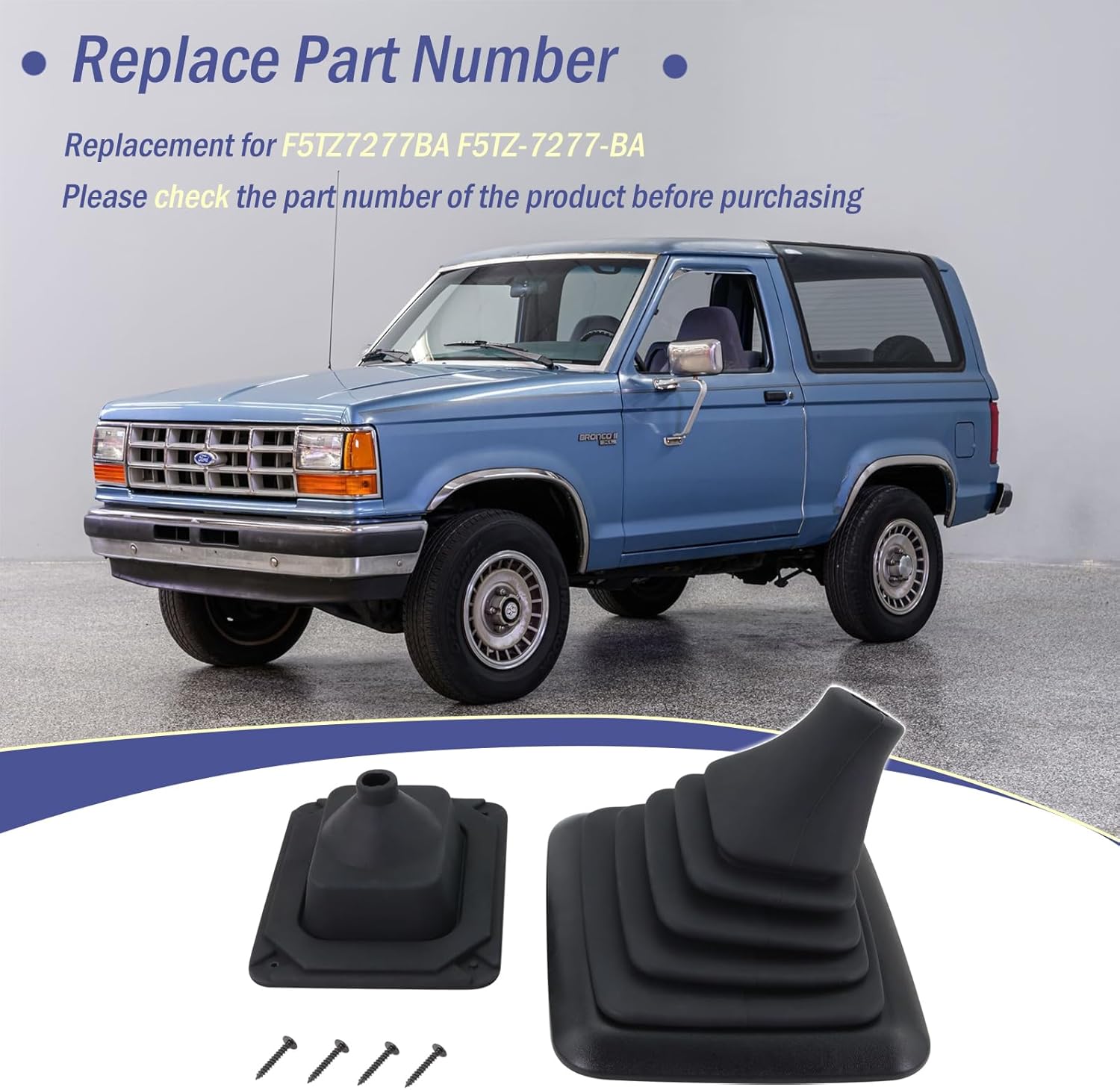 F5TZ-7277-BA Shifter Lever Shift Boot Cover Compatible with 1990-1997 Ford F150 F250 F350 Bronco Manual Transmission Gear Change Boot Replace# F5TZ7277BA