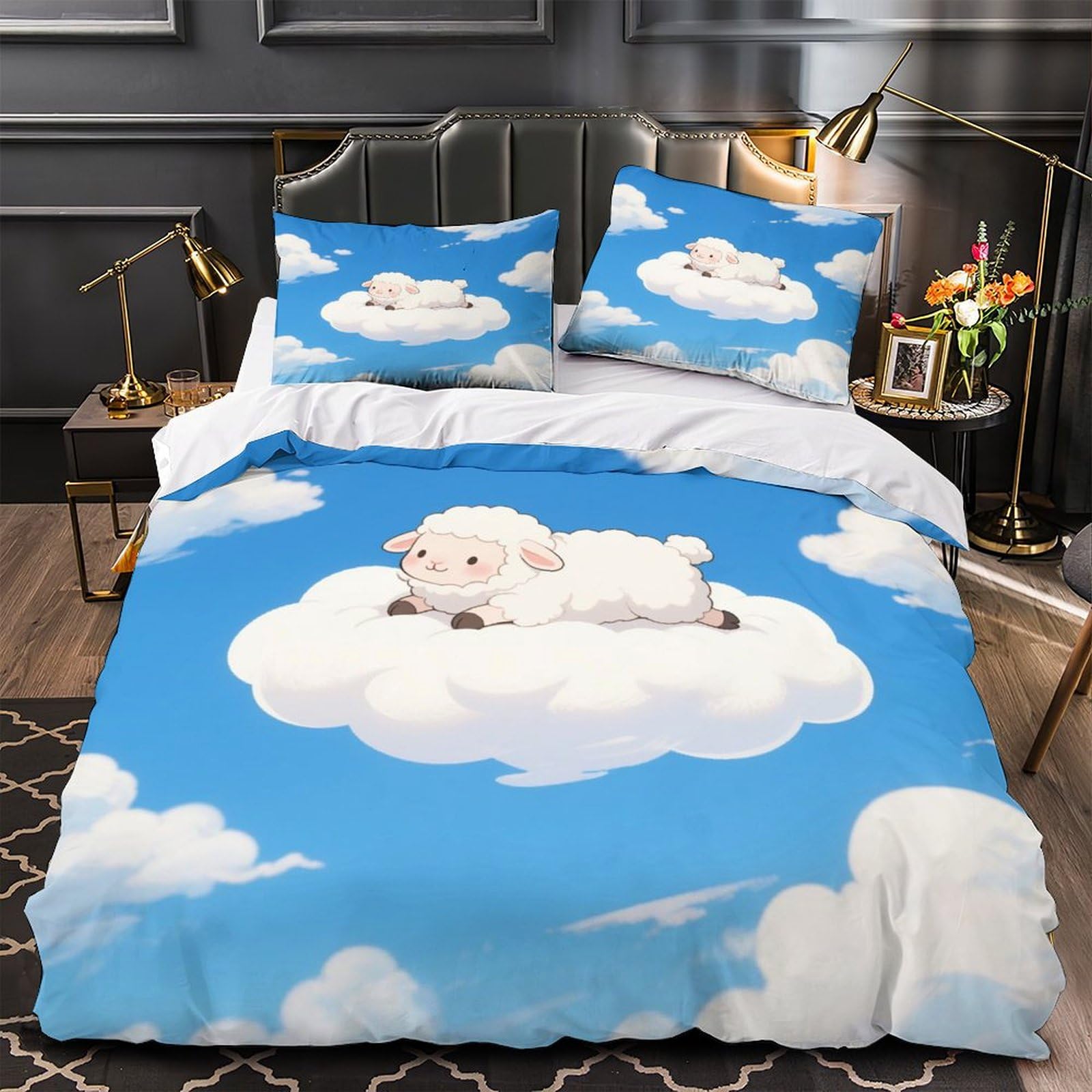 Housse de couette animaux 3D anti-plis et hypoallergénique pour lit double 200x200