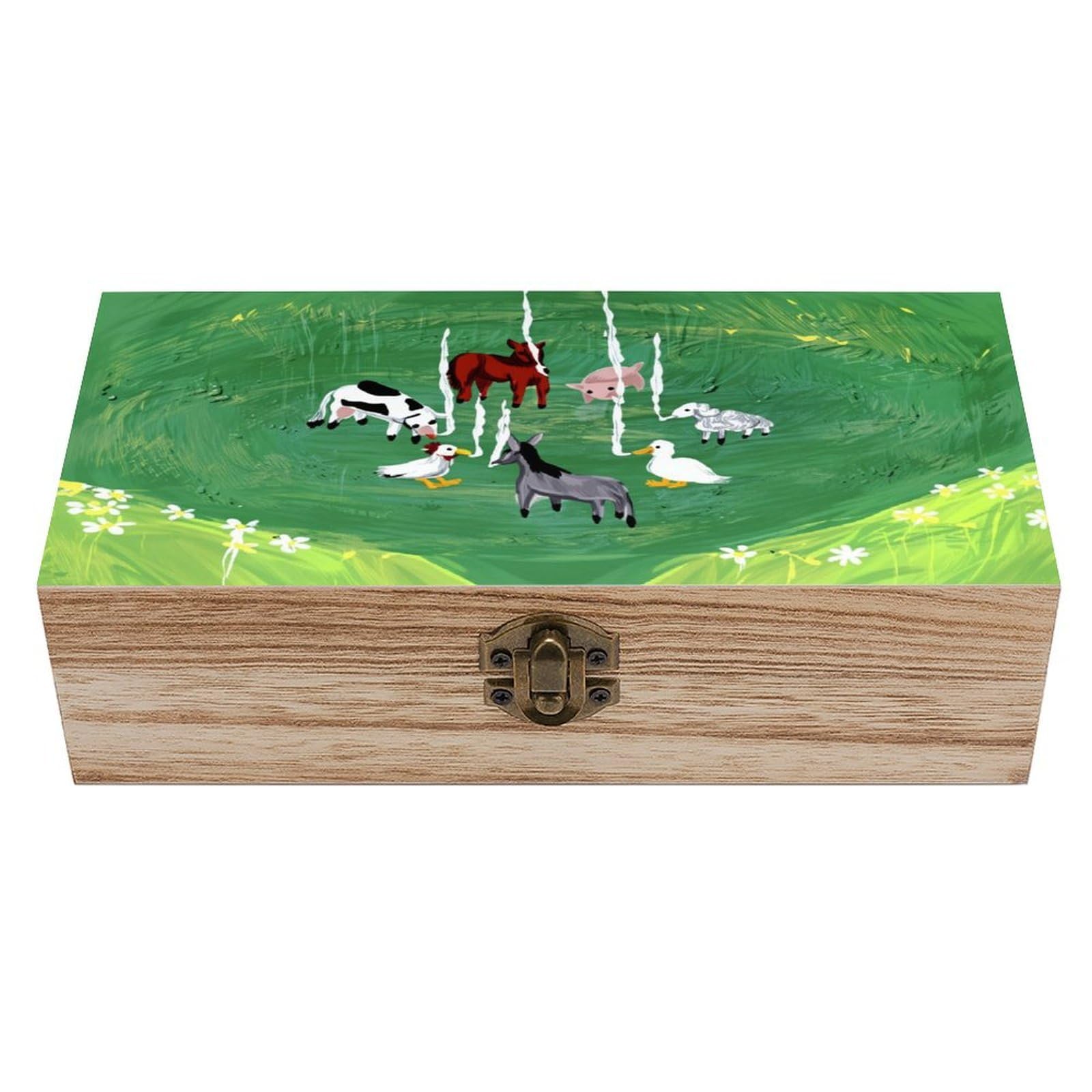 asbwuo Farm Animals Vintage Wooden Keepsake Box