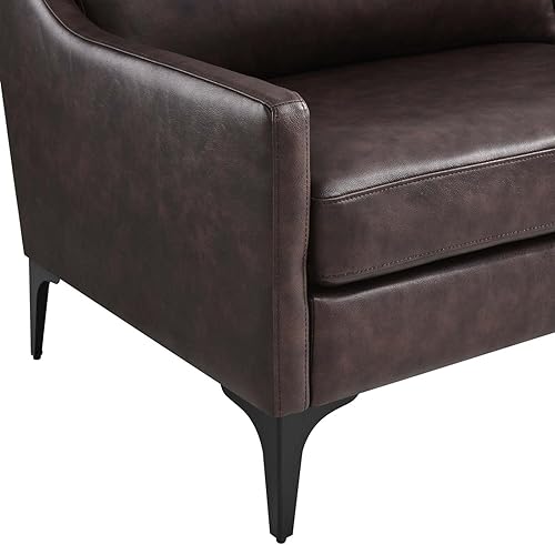 Miniatura 8 de Modway Sofá Corland de cuero y metal de estilo moderno en acabado marrón