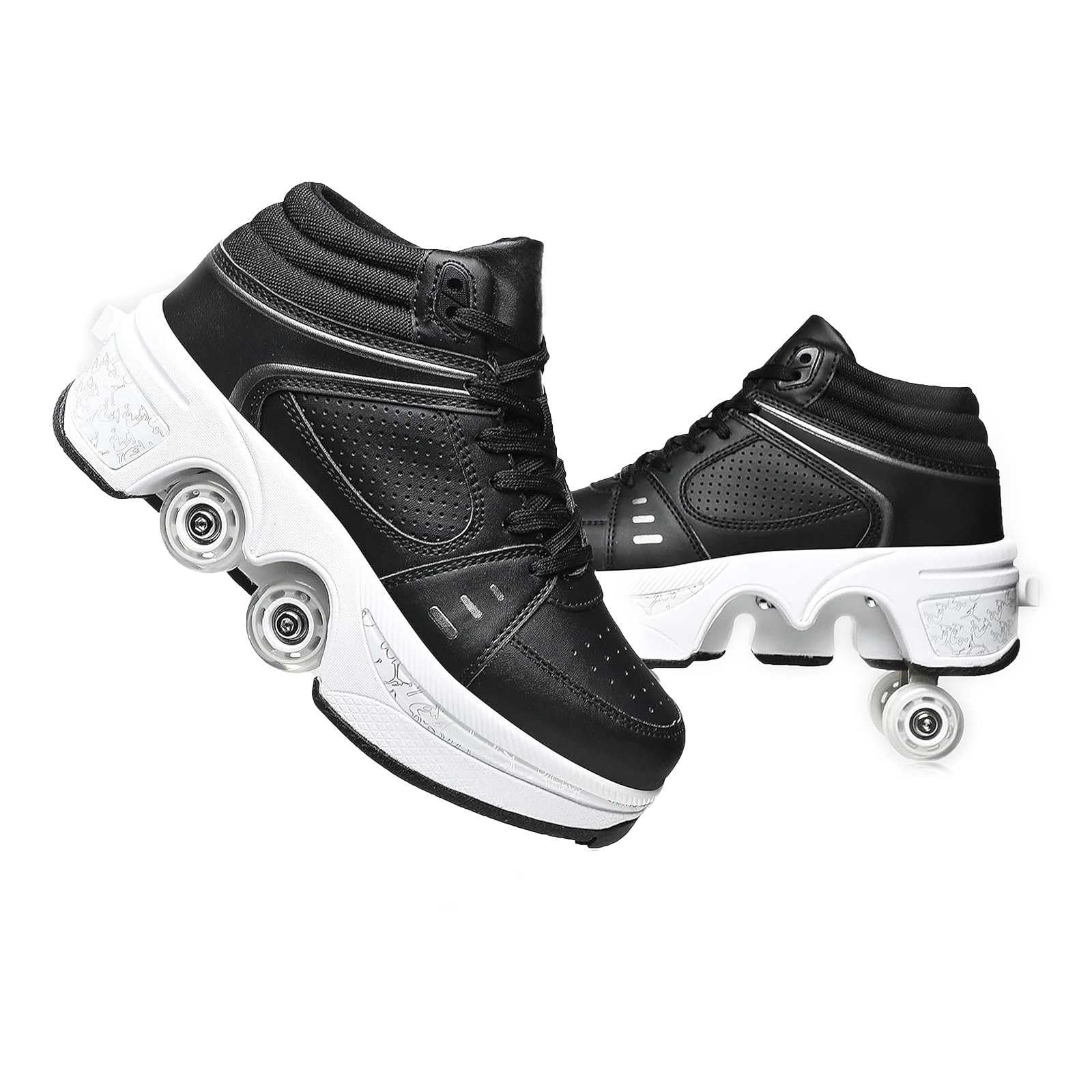 Roller Skates, Roller Skate Shoes for Boys Girls, Wheeled Shoes, Roller Shoes, Outdoor Retractable 4 Wheels Skateboard Sneakers, Shoes with Wheels for Men and Women
