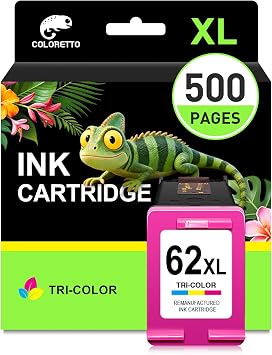 COLORETTO 62XL Color Ink Cartridge for HP 62 Color Ink Cartridge 62 XL