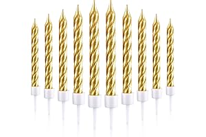 Metallic Gold Spiral Cake Candles For Birthdays