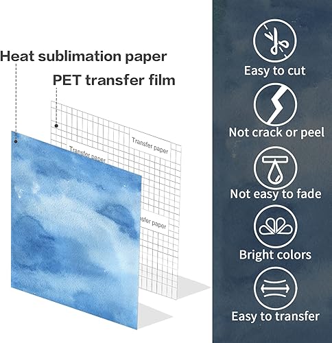 Miniatura 6 de Hojas de transferencia, papel de sublimación de acuarela, papel de transferencia para camisetas en blanco, vasos, tazas, 8 unidades, 12 x 12 pulgadas