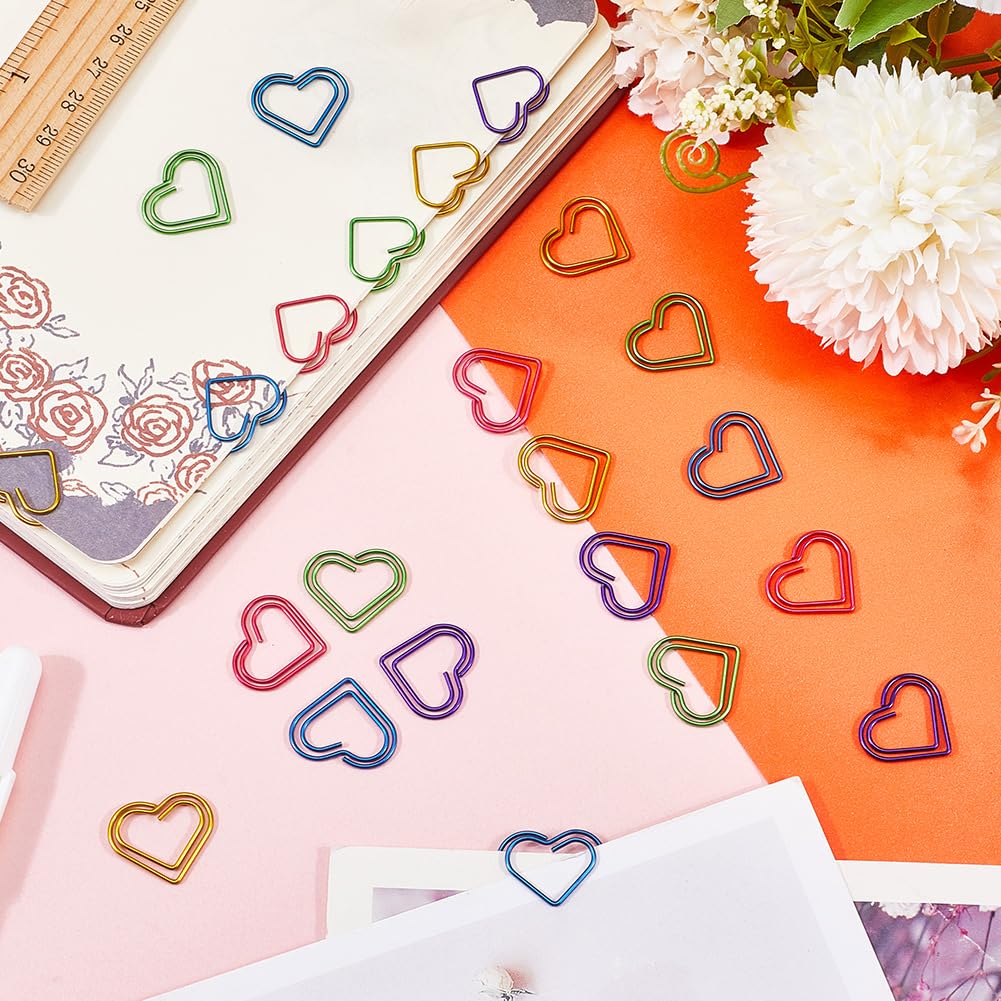 SOFPLATE 1 Box 100Pcs Small Gold Paper Clips Love Heart Paperclips Cute Hearts Shaped Metal Journaling Paper Clamps Binder Clips Bookmarks for Document Sorting Organization Wedding Office Supplies - Image 4