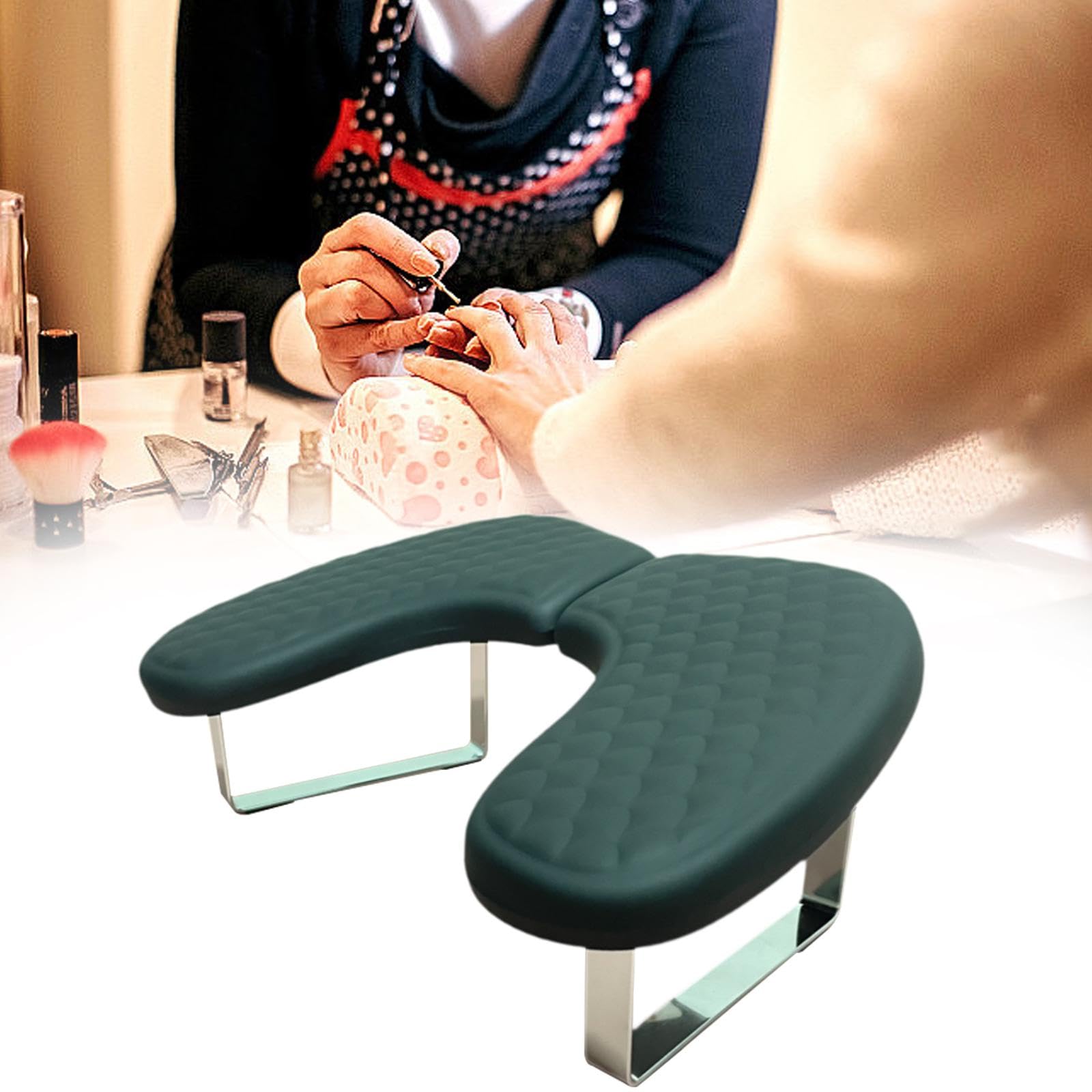 Soporte en U para Manicura, Reposamanos para Uñas, Accesorio de Decoración de Uñas, Cojín Antideslizante, Negro