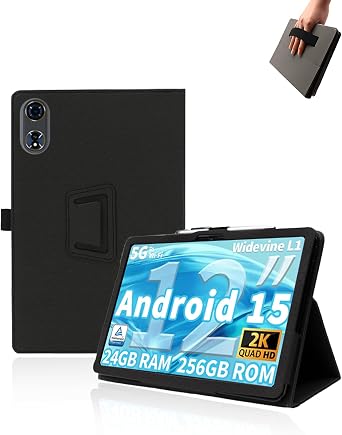 Case for QDDQ TAB9 Tablet 12 inch Android 15 Tablets,UYRUREL Leather Slim Folding Stand Cover with Hand Strap Magnet for Men Women Full Protection,Black.