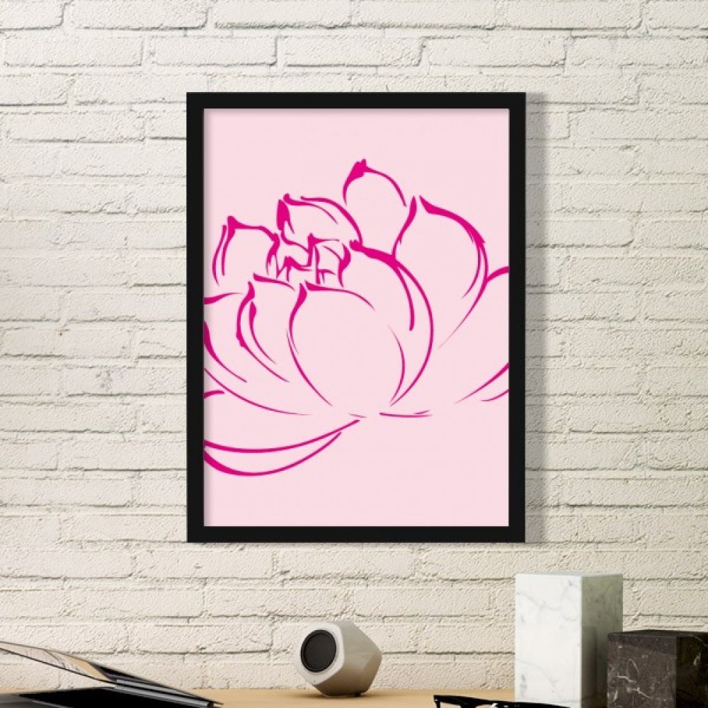 Cadre photo de fleur de lotus noir en bois rectangle de petite taille