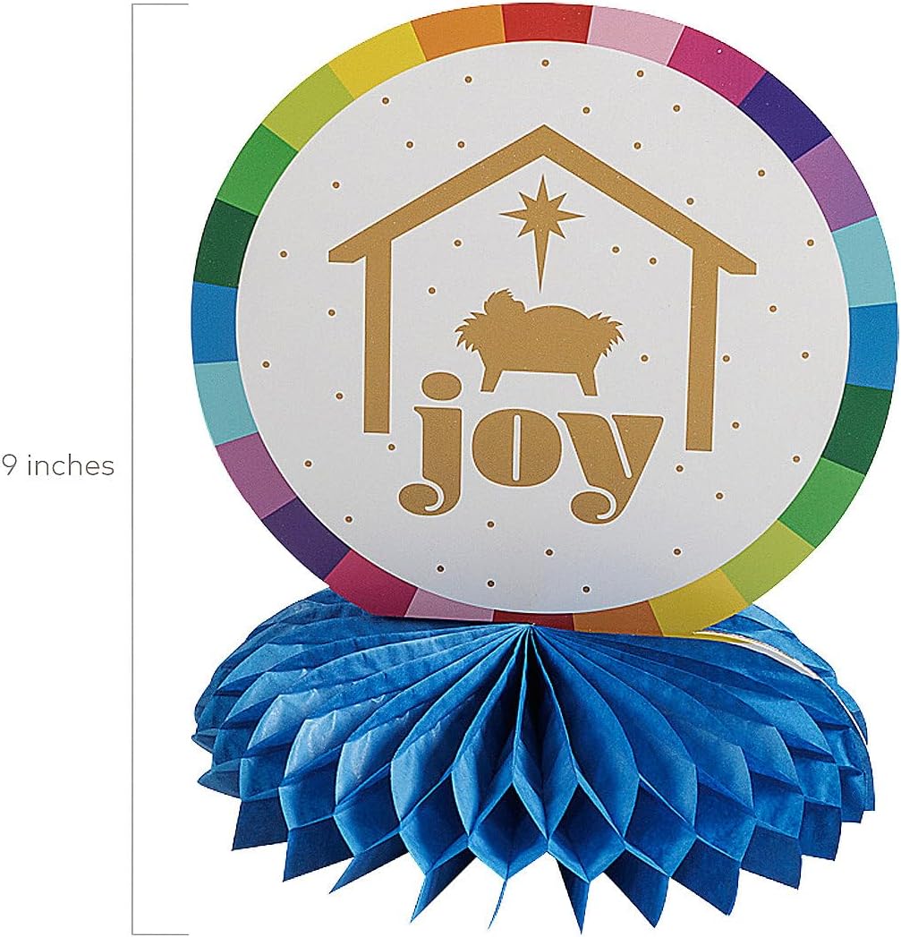 Inspirational Religious Merry & Bright Honeycomb Centerpieces - 7.5" x 9" (3 Count) - Assorted Festive Designs, Perfect for Christmas Parties, Church Events, or Holiday Table Decor